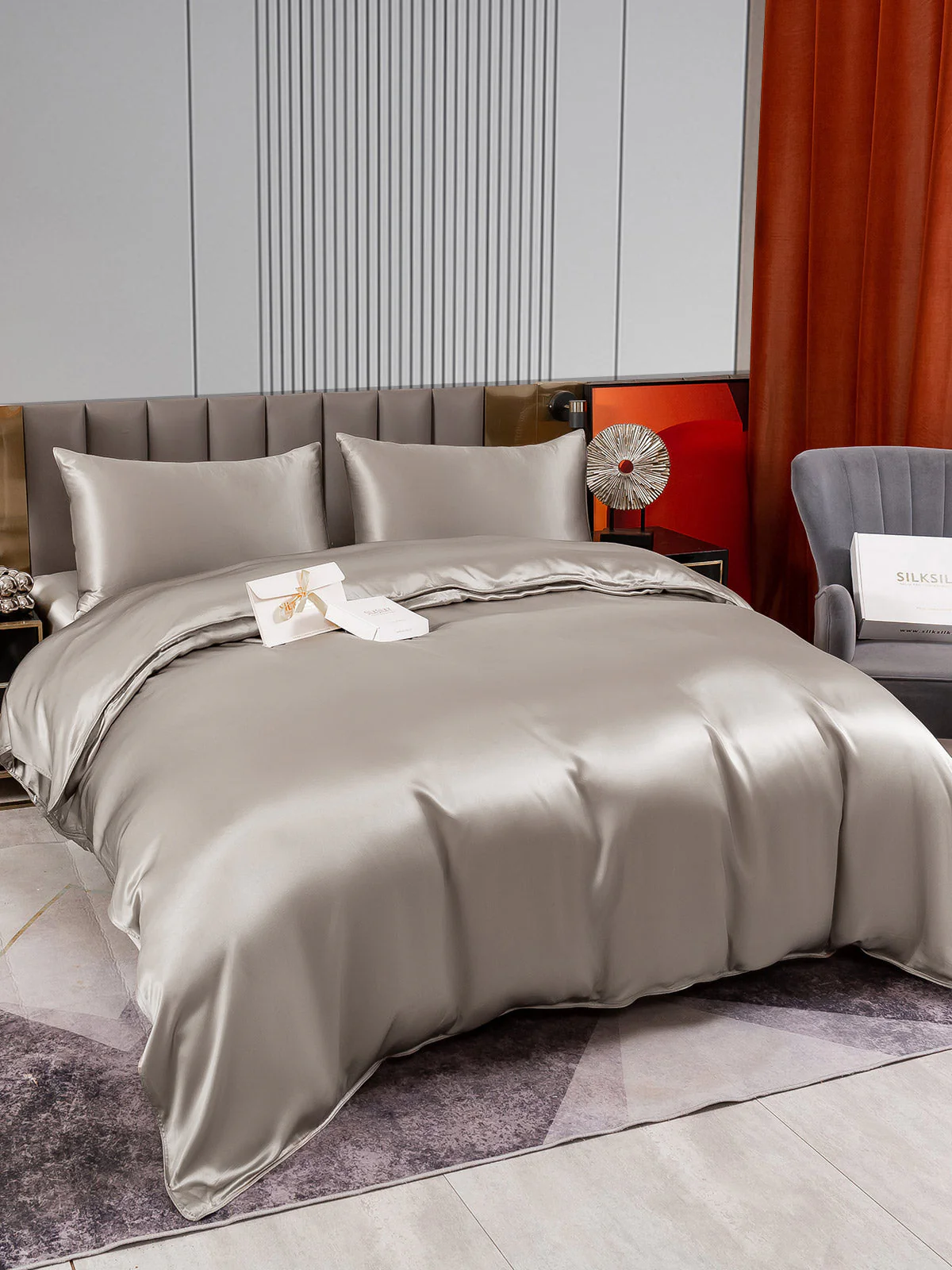 22Momme 4Pcs Silk Set Duvet Cover+Fitted Sheet+2x Pillowcases - Image 32