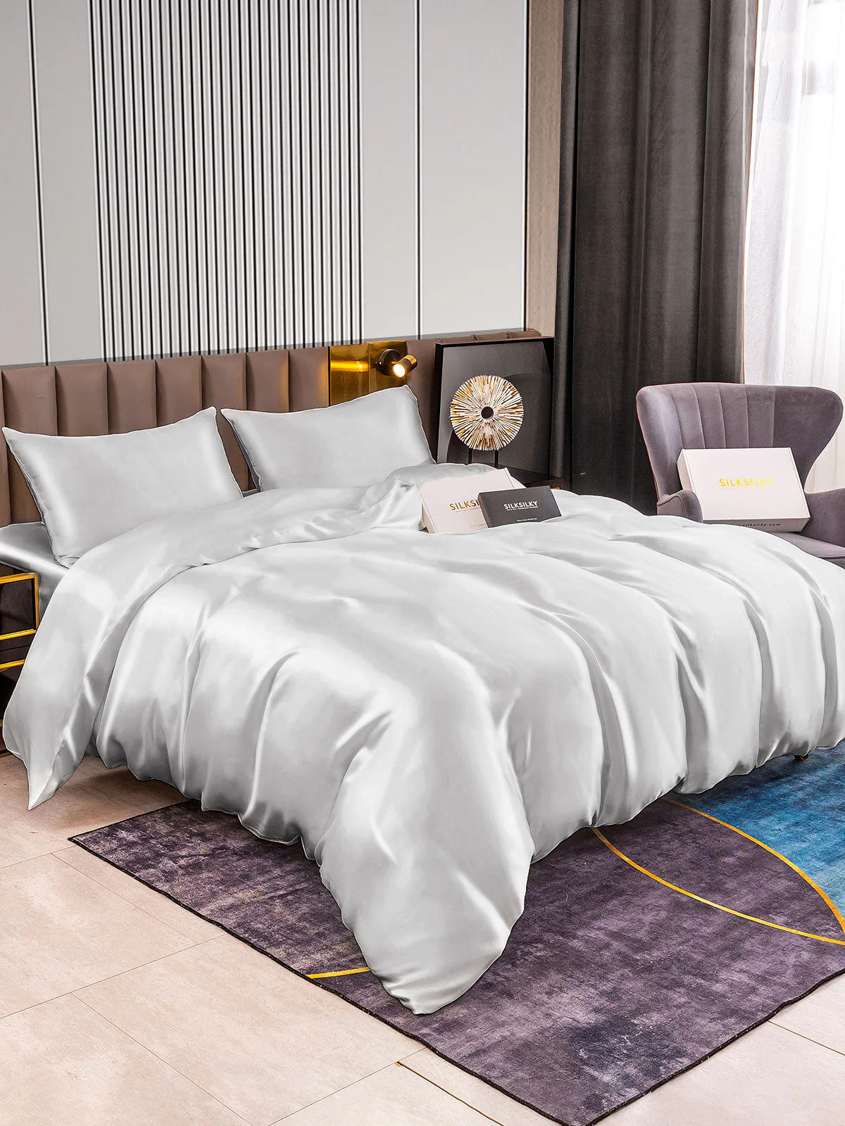 22Momme 4Pcs Silk Set Duvet Cover+Fitted Sheet+2x Pillowcases - Image 41