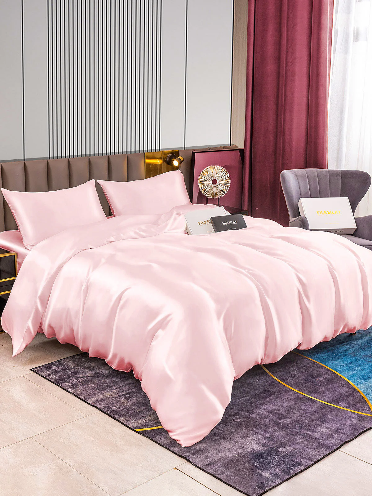 22Momme 4Pcs Silk Set Duvet Cover+Fitted Sheet+2x Pillowcases - Image 47
