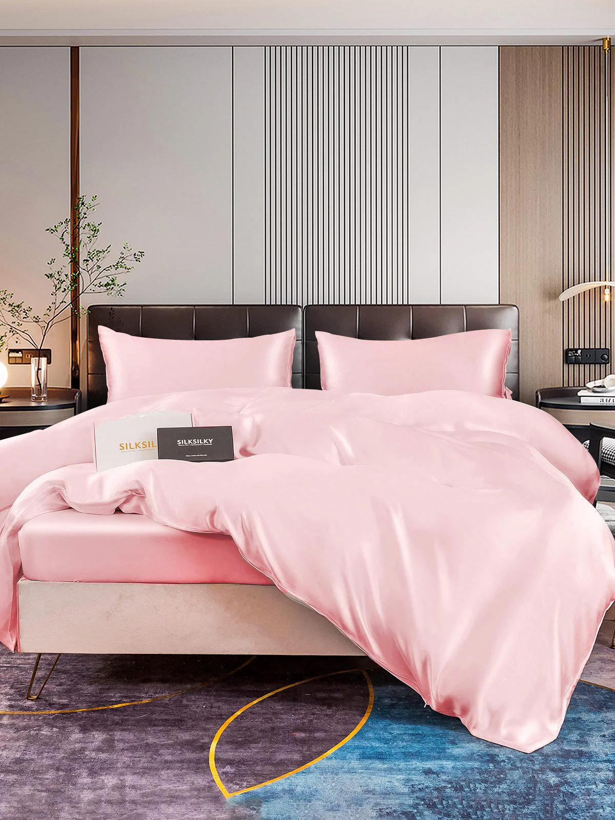 22Momme 4Pcs Silk Set Duvet Cover+Fitted Sheet+2x Pillowcases - Image 48