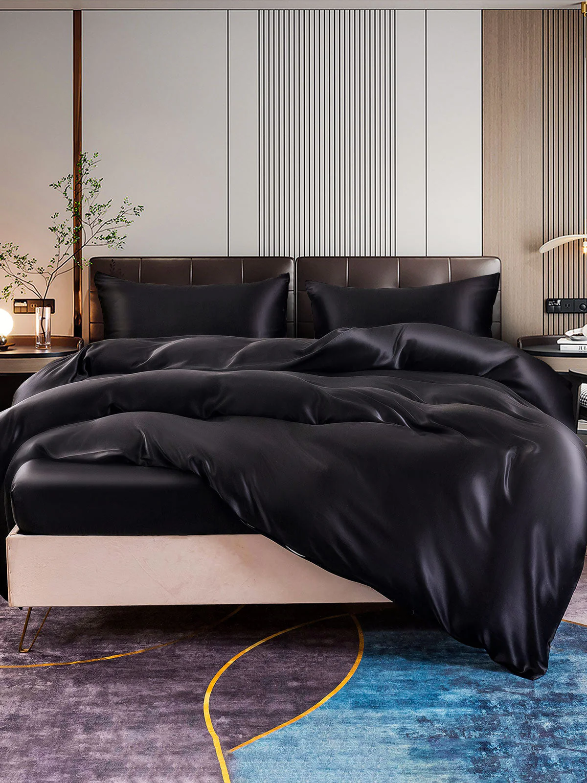 22Momme 4Pcs Silk Set Duvet Cover+Fitted Sheet+2x Pillowcases - Image 5