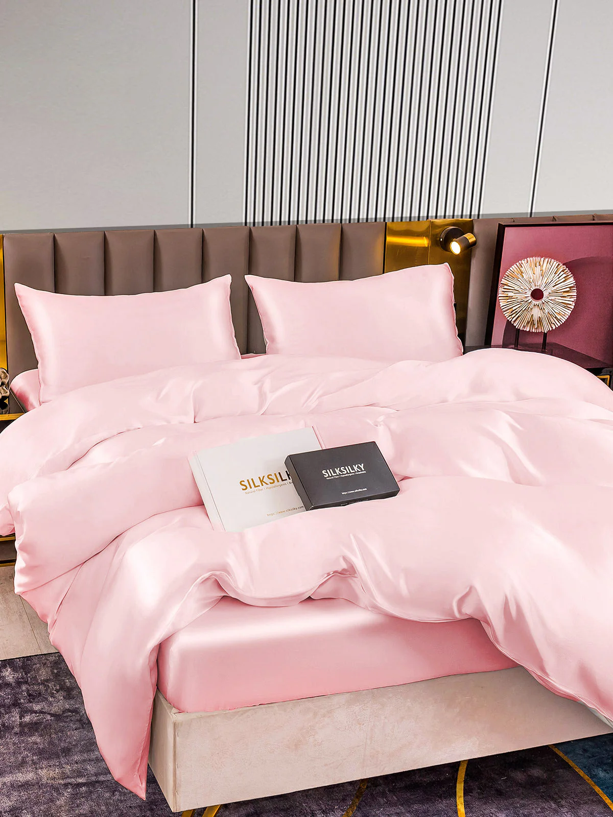 22Momme 4Pcs Silk Set Duvet Cover+Fitted Sheet+2x Pillowcases - Image 50