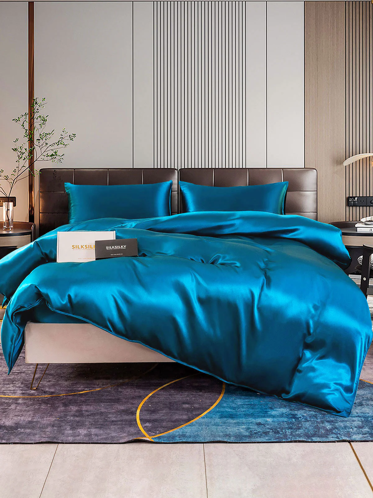 22Momme 4Pcs Silk Set Duvet Cover+Fitted Sheet+2x Pillowcases - Image 52