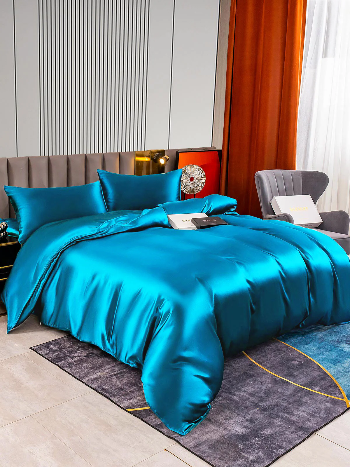 22Momme 4Pcs Silk Set Duvet Cover+Fitted Sheet+2x Pillowcases - Image 56