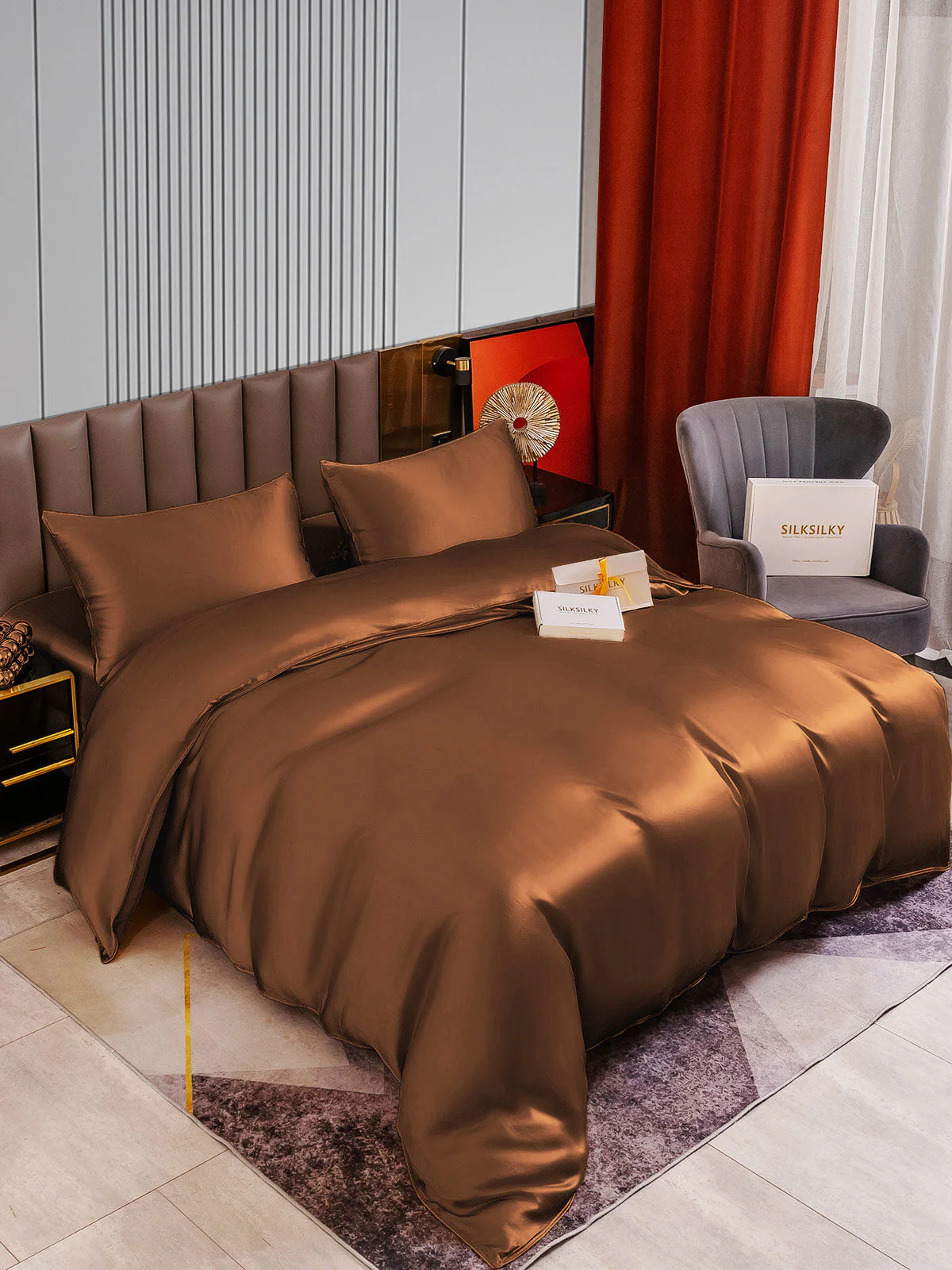 22Momme 4Pcs Silk Set Duvet Cover+Fitted Sheet+2x Pillowcases - Image 60