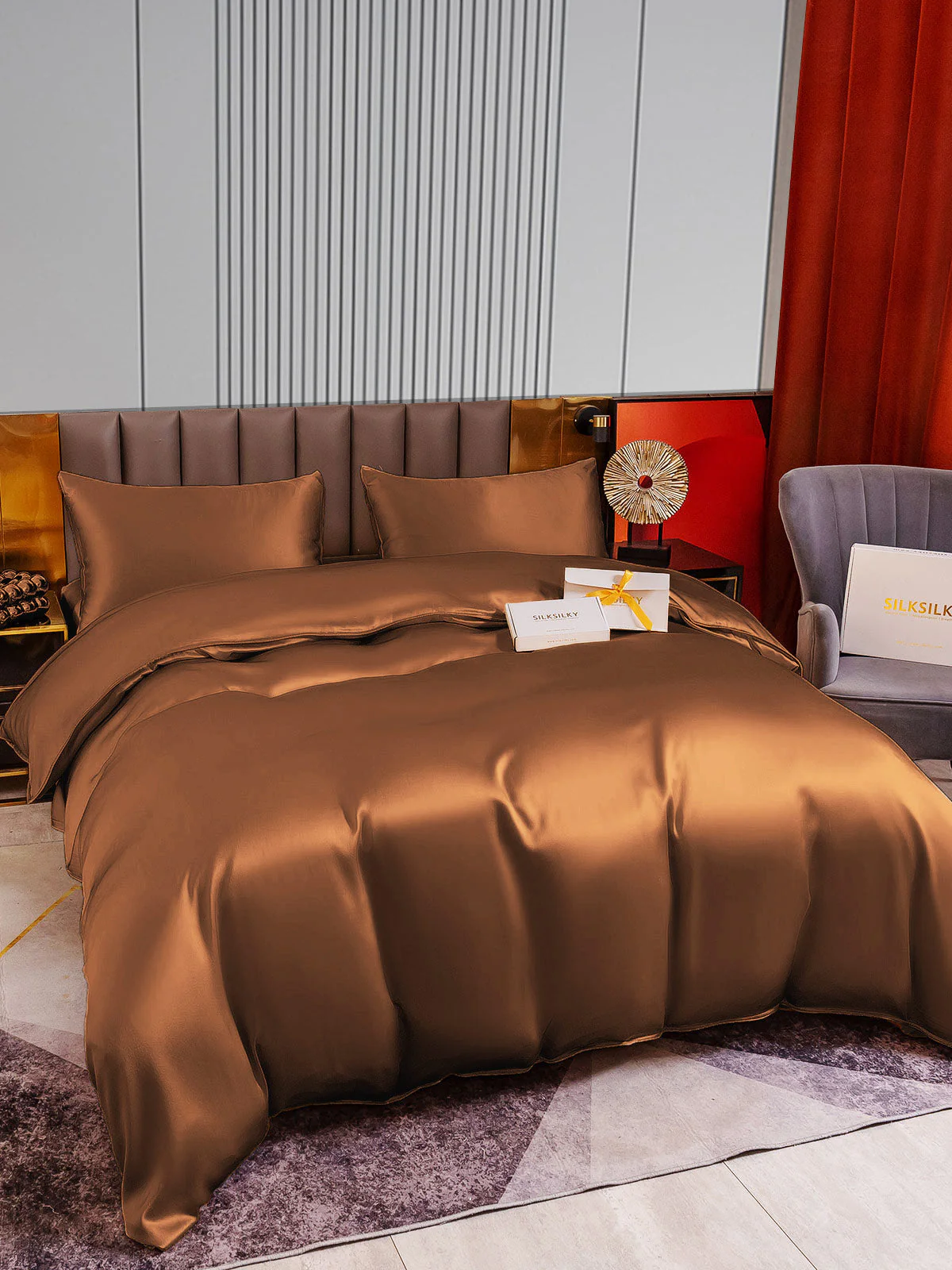 22Momme 4Pcs Silk Set Duvet Cover+Fitted Sheet+2x Pillowcases - Image 63