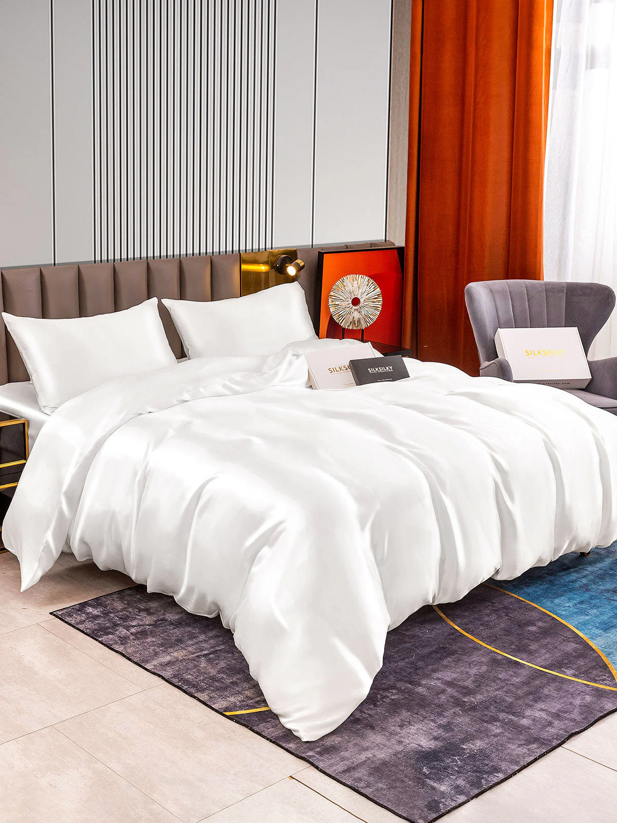 22Momme 4Pcs Silk Set Duvet Cover+Fitted Sheet+2x Pillowcases - Image 9
