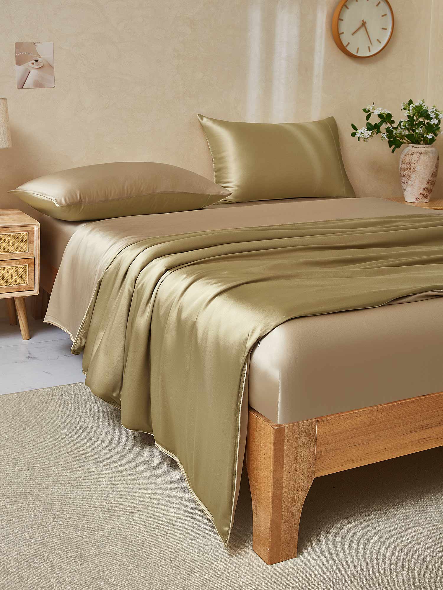 22Momme 4Pcs Silk Set Duvet Cover+Fitted Sheet+2x Pillowcases - Image 94