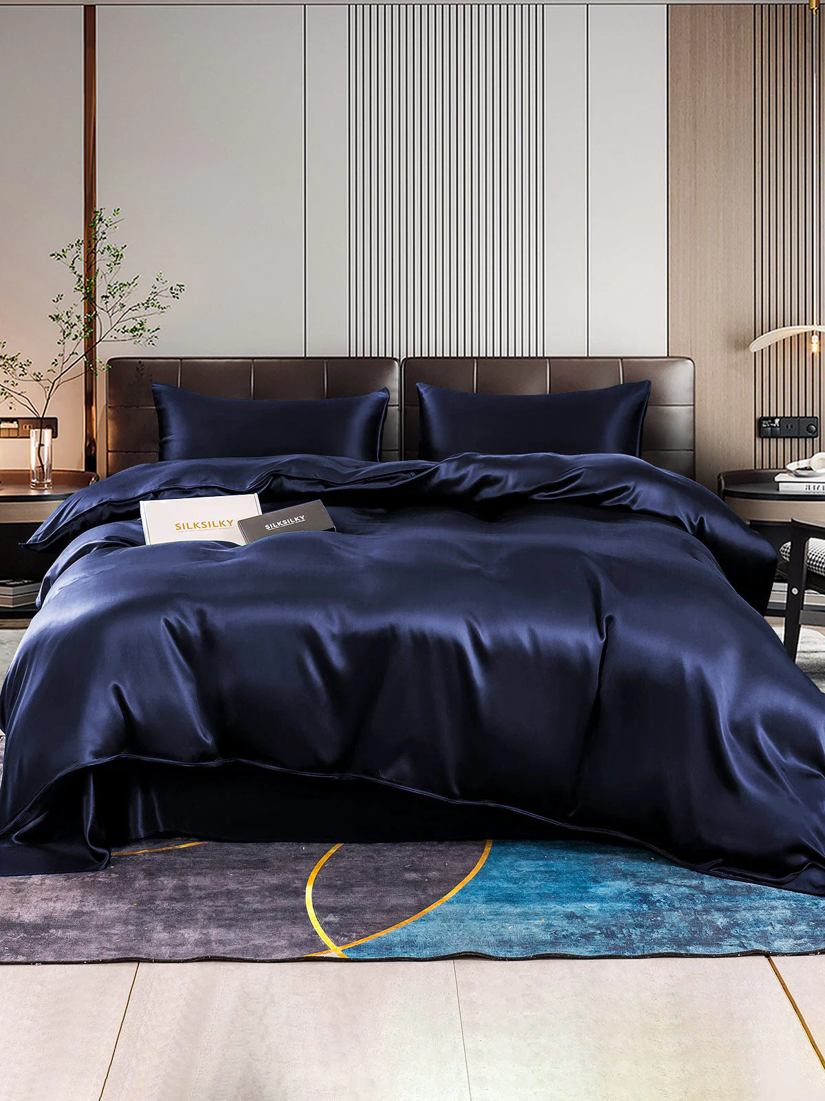 22Momme 4Pcs Silk Set Duvet Cover+Flat Sheet+2x Pillowcases - Image 12