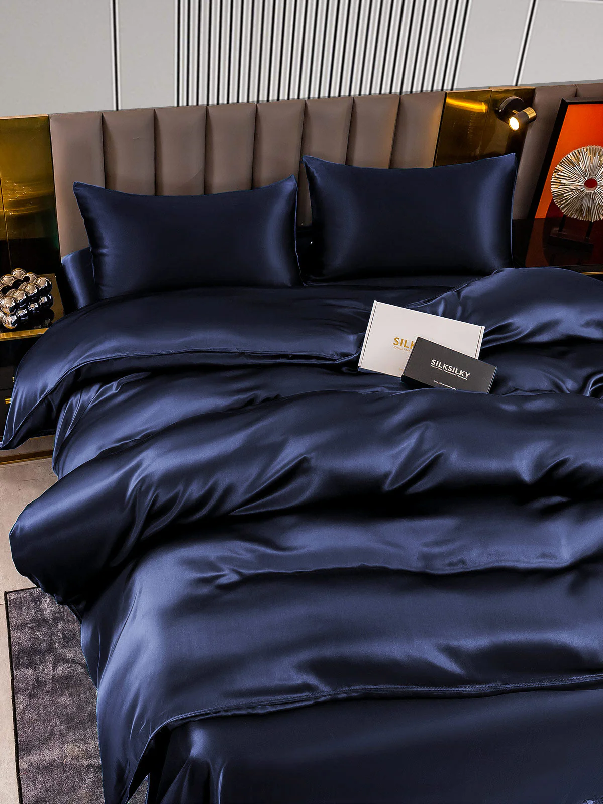 22Momme 4Pcs Silk Set Duvet Cover+Flat Sheet+2x Pillowcases - Image 15