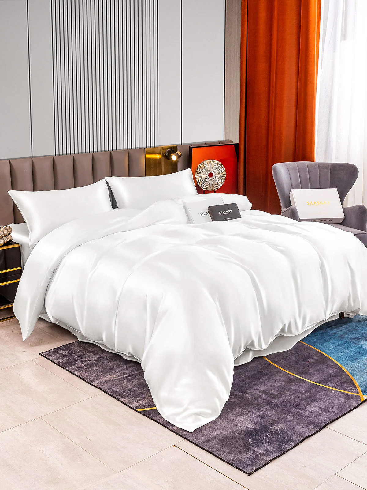 22Momme 4Pcs Silk Set Duvet Cover+Flat Sheet+2x Pillowcases - Image 2