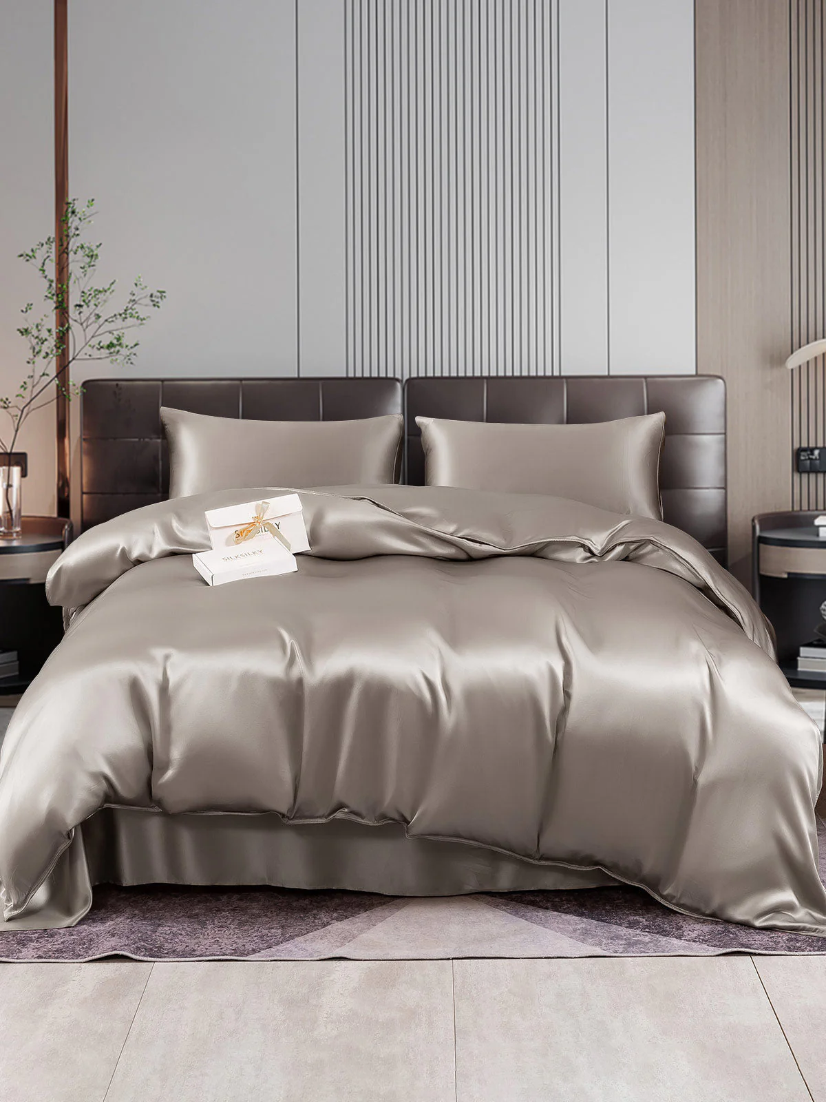 22Momme 4Pcs Silk Set Duvet Cover+Flat Sheet+2x Pillowcases - Image 23