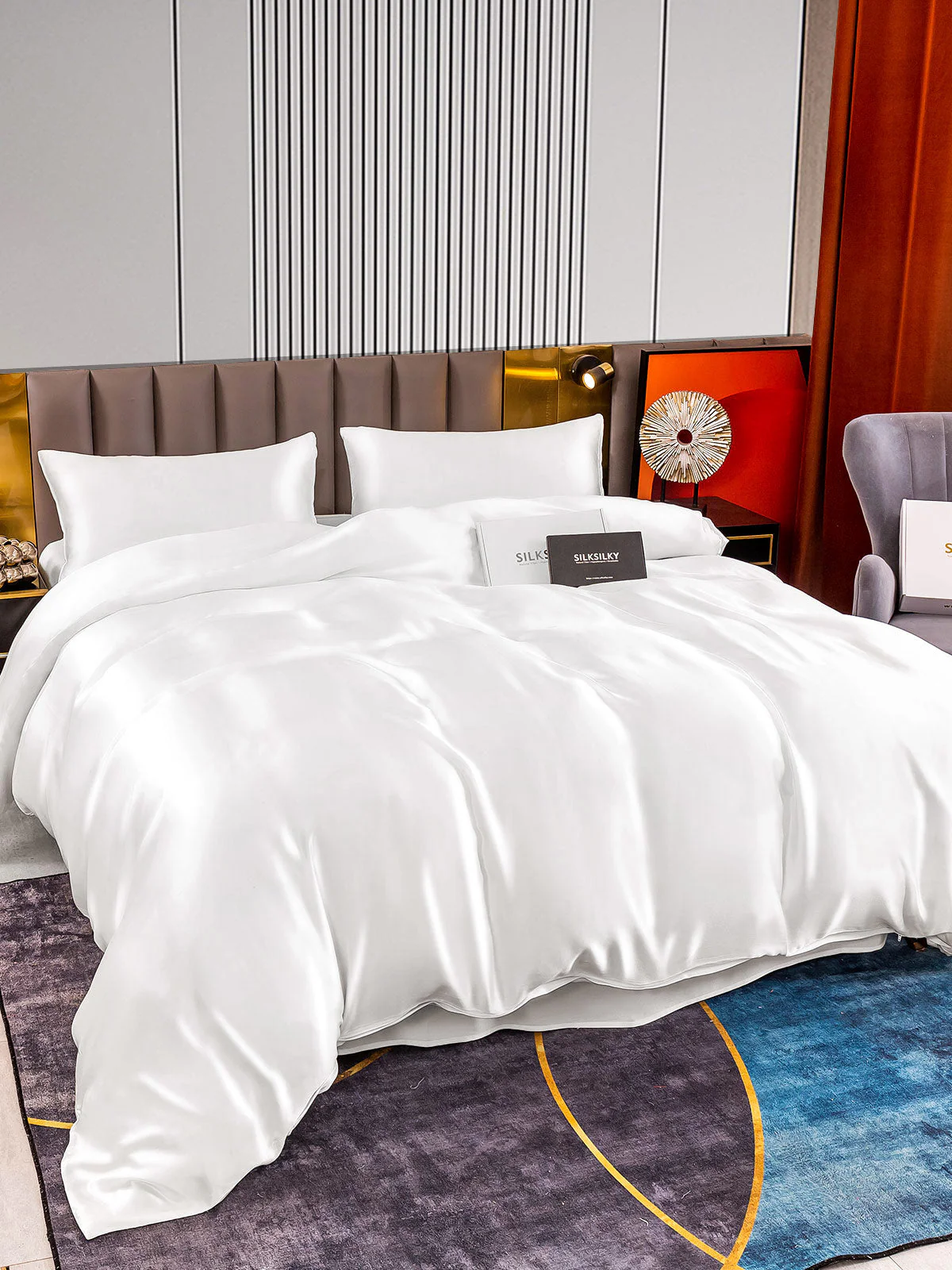 22Momme 4Pcs Silk Set Duvet Cover+Flat Sheet+2x Pillowcases - Image 3
