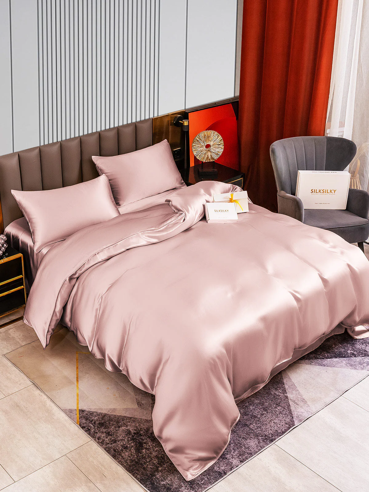 22Momme 4Pcs Silk Set Duvet Cover+Flat Sheet+2x Pillowcases - Image 30