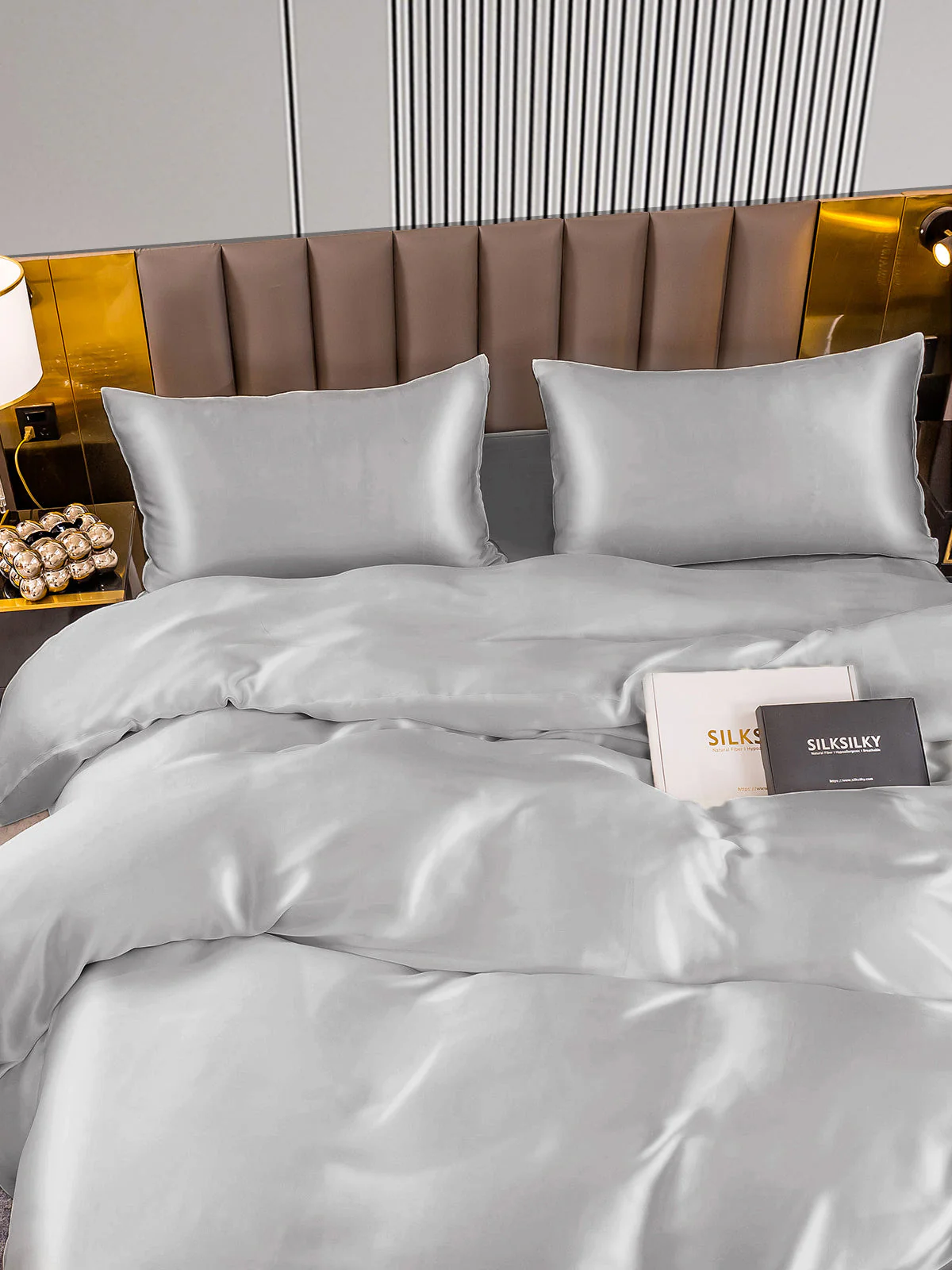 22Momme 4Pcs Silk Set Duvet Cover+Flat Sheet+2x Pillowcases - Image 37