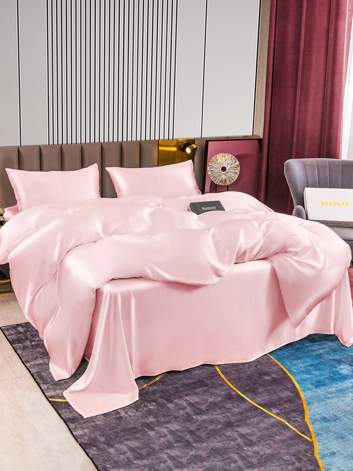 22Momme 4Pcs Silk Set Duvet Cover+Flat Sheet+2x Pillowcases - Image 41