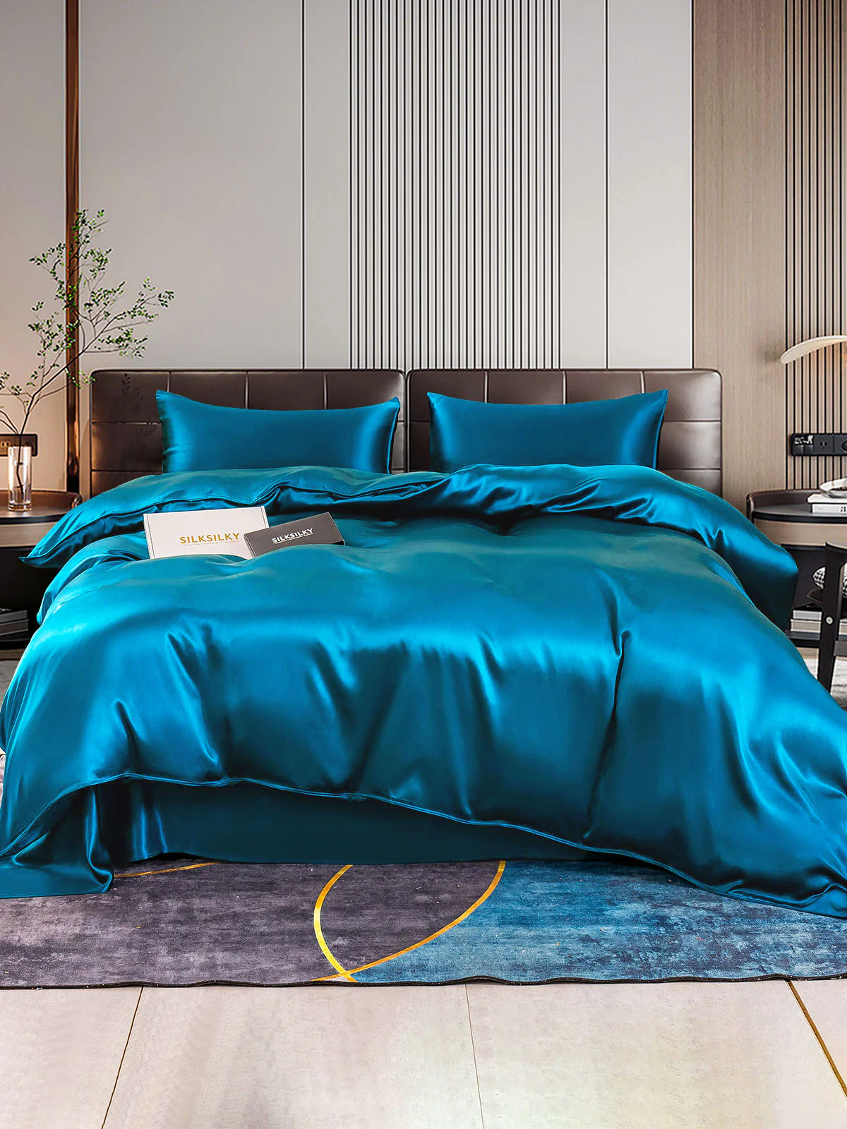 22Momme 4Pcs Silk Set Duvet Cover+Flat Sheet+2x Pillowcases - Image 43