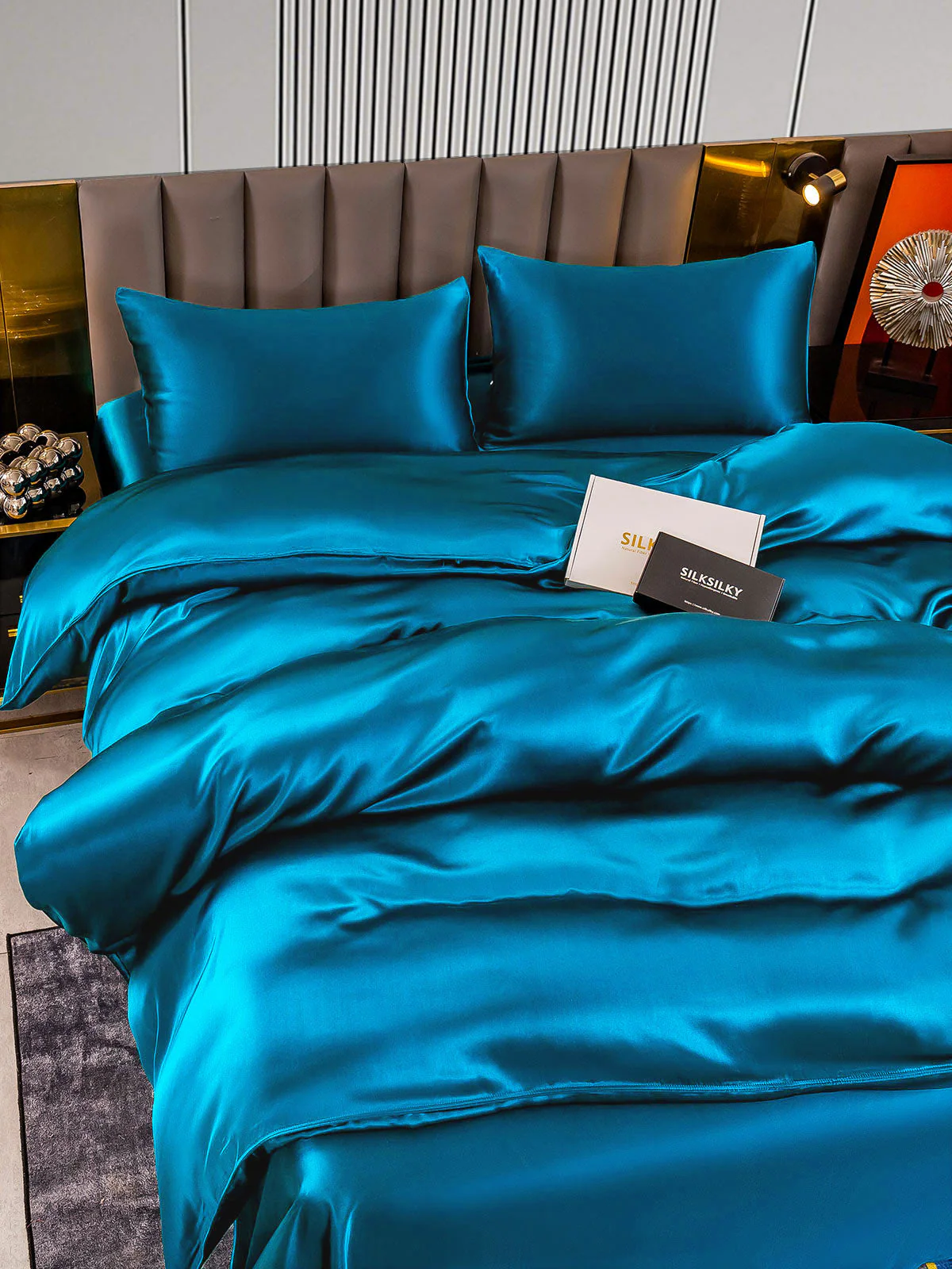 22Momme 4Pcs Silk Set Duvet Cover+Flat Sheet+2x Pillowcases - Image 45