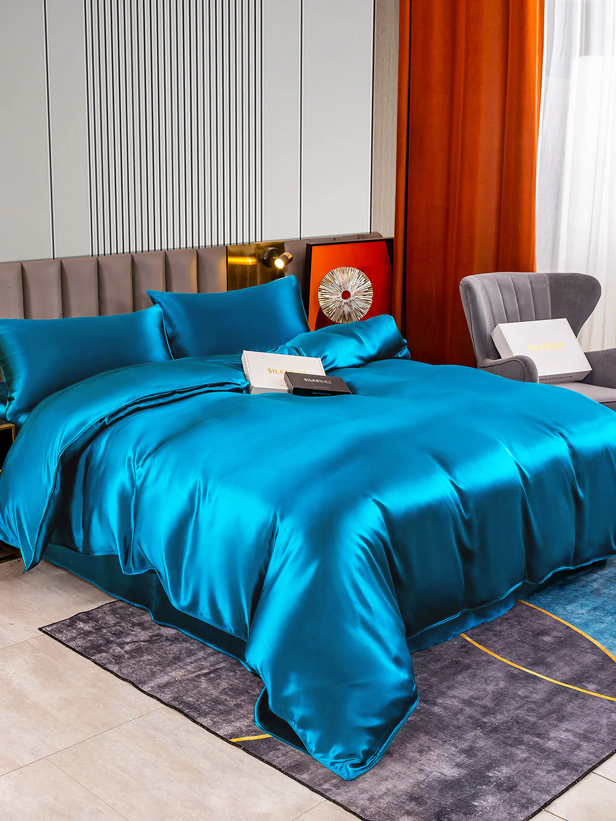 22Momme 4Pcs Silk Set Duvet Cover+Flat Sheet+2x Pillowcases - Image 46