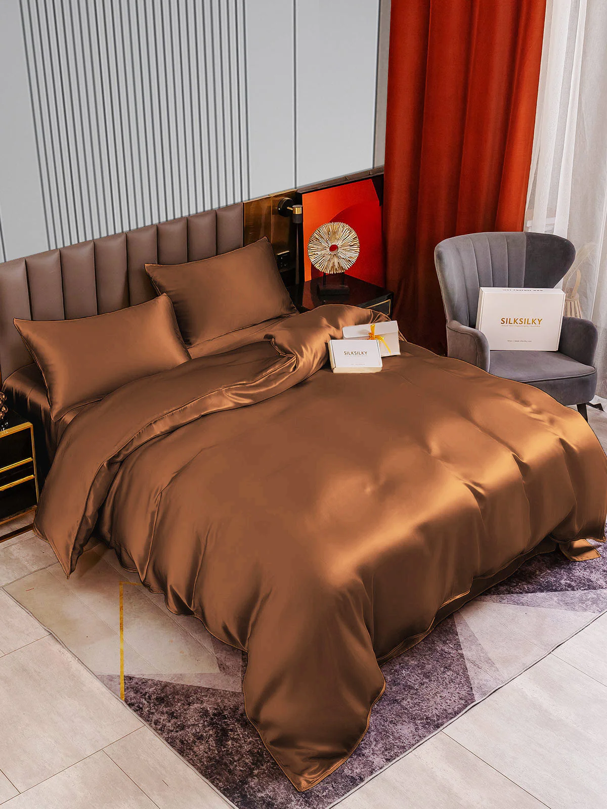 22Momme 4Pcs Silk Set Duvet Cover+Flat Sheet+2x Pillowcases - Image 51