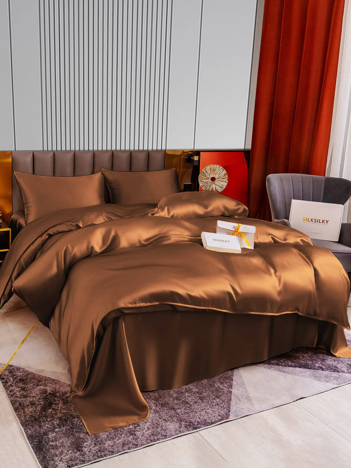 22Momme 4Pcs Silk Set Duvet Cover+Flat Sheet+2x Pillowcases - Image 53