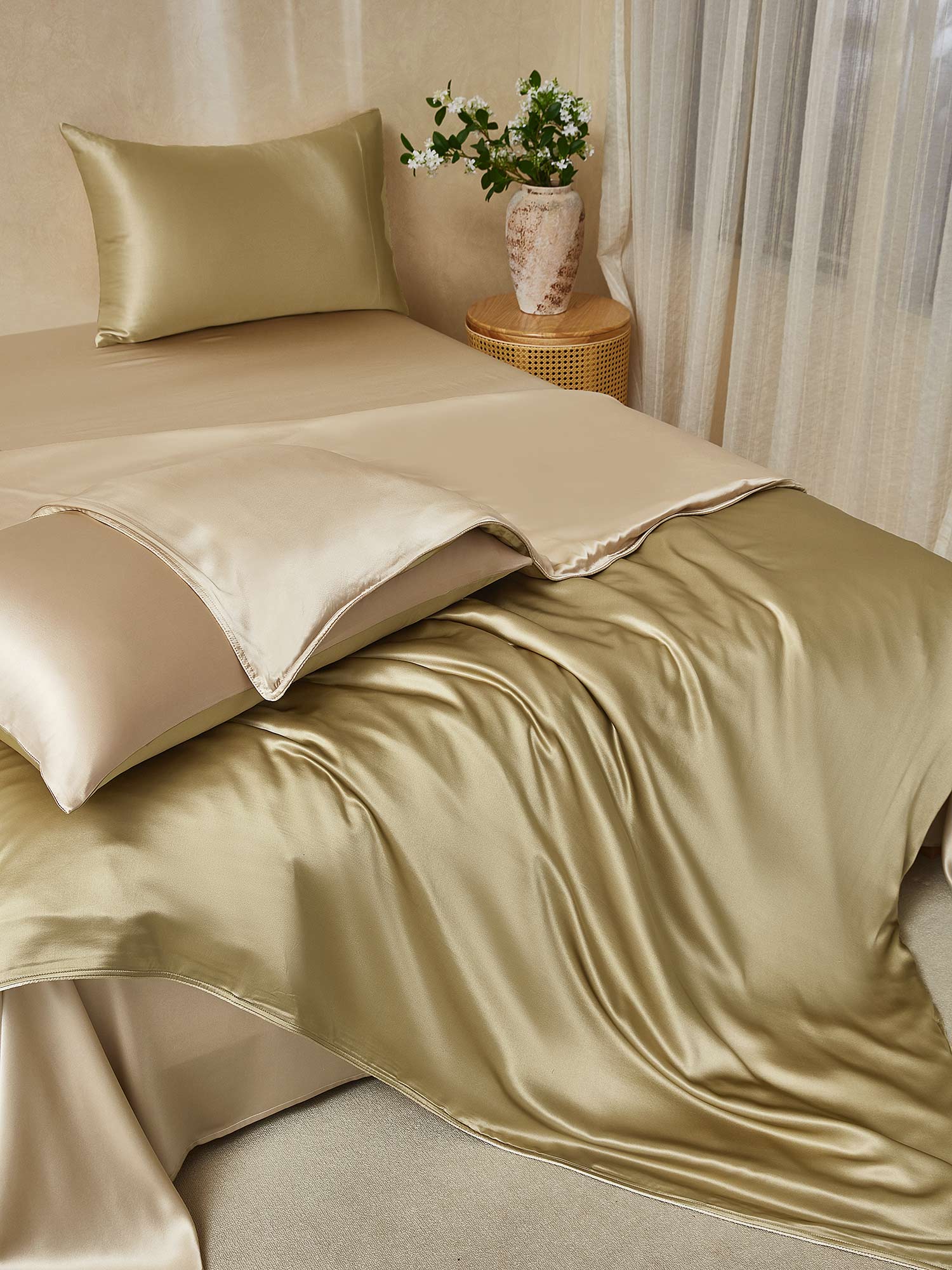 22Momme 4Pcs Silk Set Duvet Cover+Flat Sheet+2x Pillowcases - Image 64
