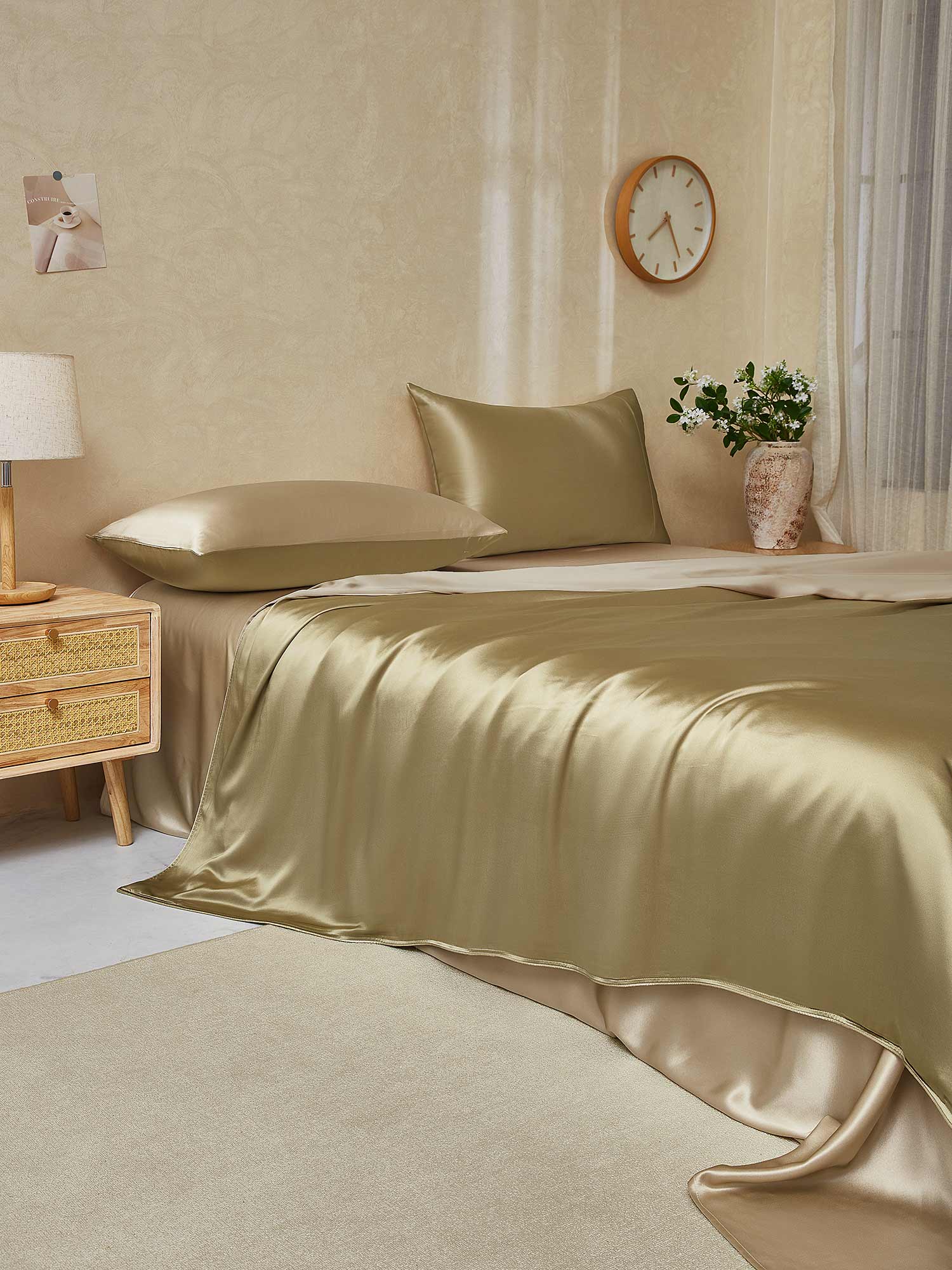 22Momme 4Pcs Silk Set Duvet Cover+Flat Sheet+2x Pillowcases - Image 66