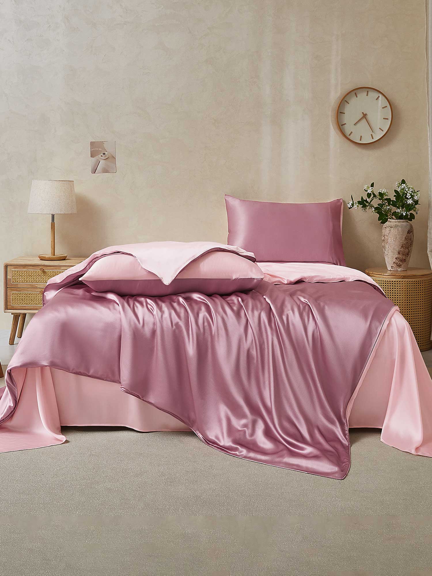 22Momme 4Pcs Silk Set Duvet Cover+Flat Sheet+2x Pillowcases - Image 80