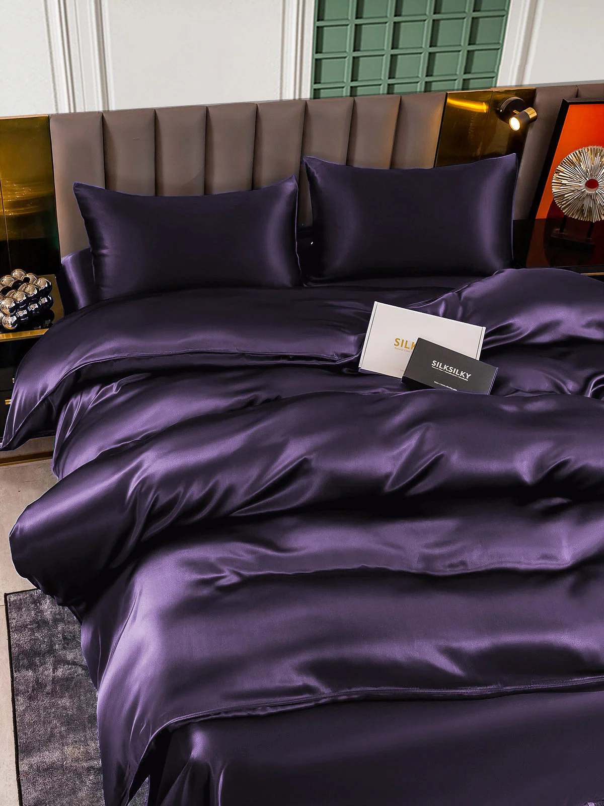 22Momme 4Pcs Silk Set Duvet Cover+Flat Sheet+2x Pillowcases - Image 91