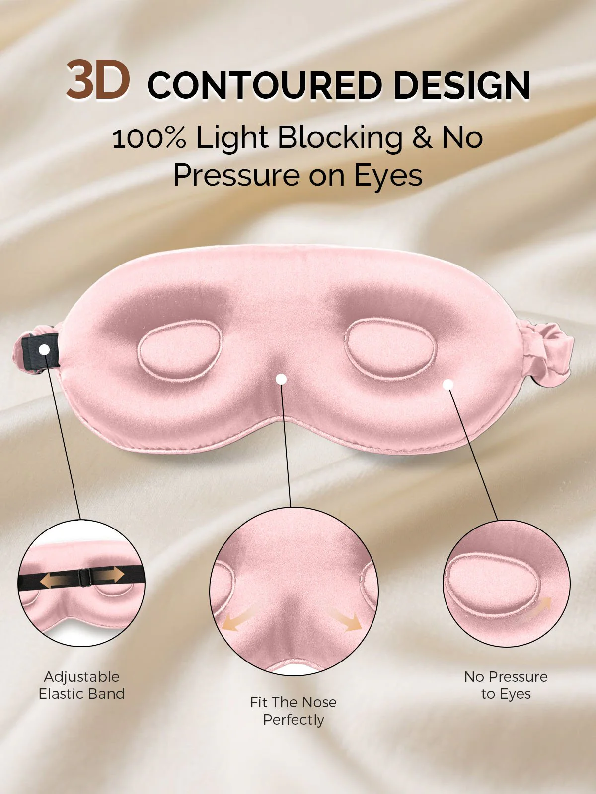 22Momme Pure Silk 3D Contoured Adjustable Eye Mask - Image 10