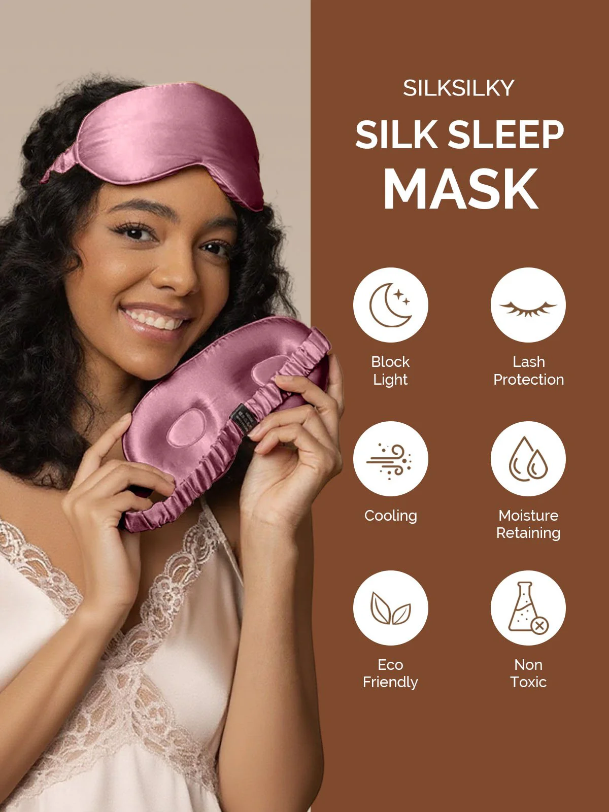 22Momme Pure Silk 3D Contoured Adjustable Eye Mask - Image 15