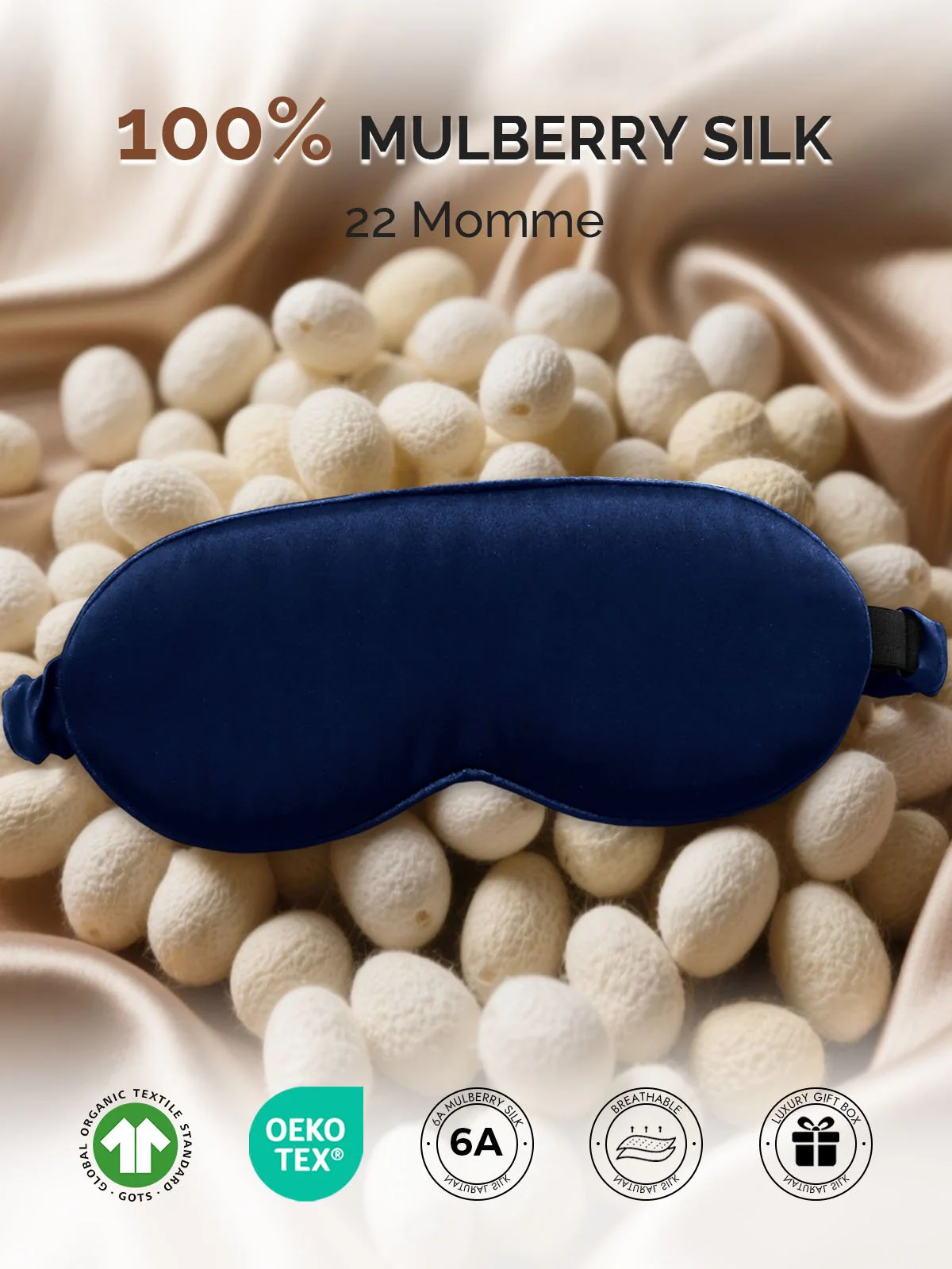 22Momme Pure Silk 3D Contoured Adjustable Eye Mask - Image 20
