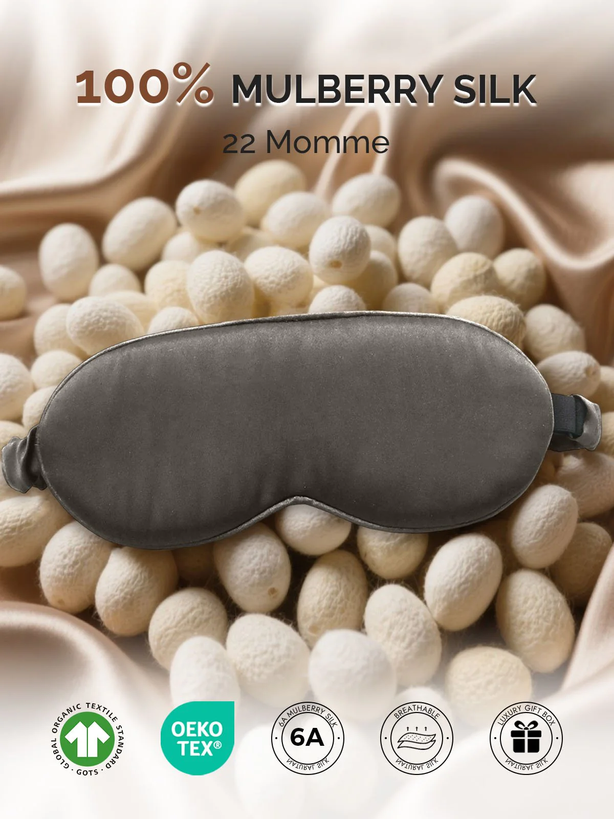 22Momme Pure Silk 3D Contoured Adjustable Eye Mask - Image 26