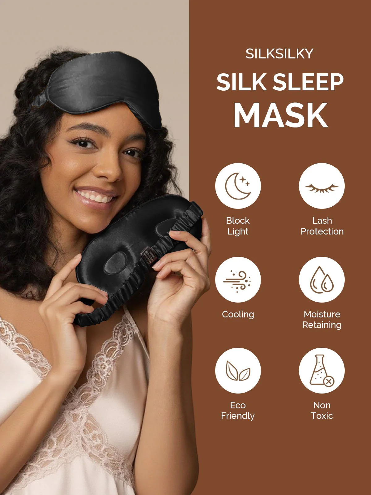 22Momme Pure Silk 3D Contoured Adjustable Eye Mask - Image 3