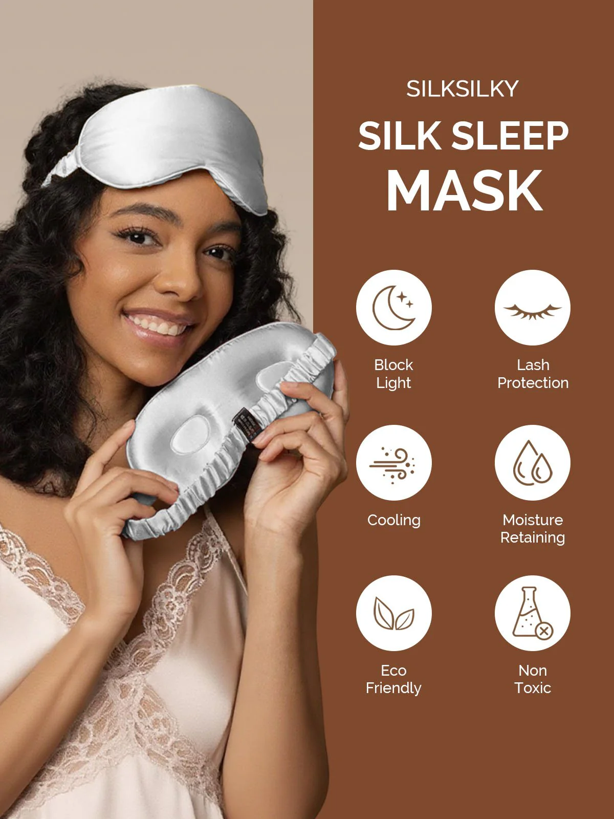 22Momme Pure Silk 3D Contoured Adjustable Eye Mask - Image 33