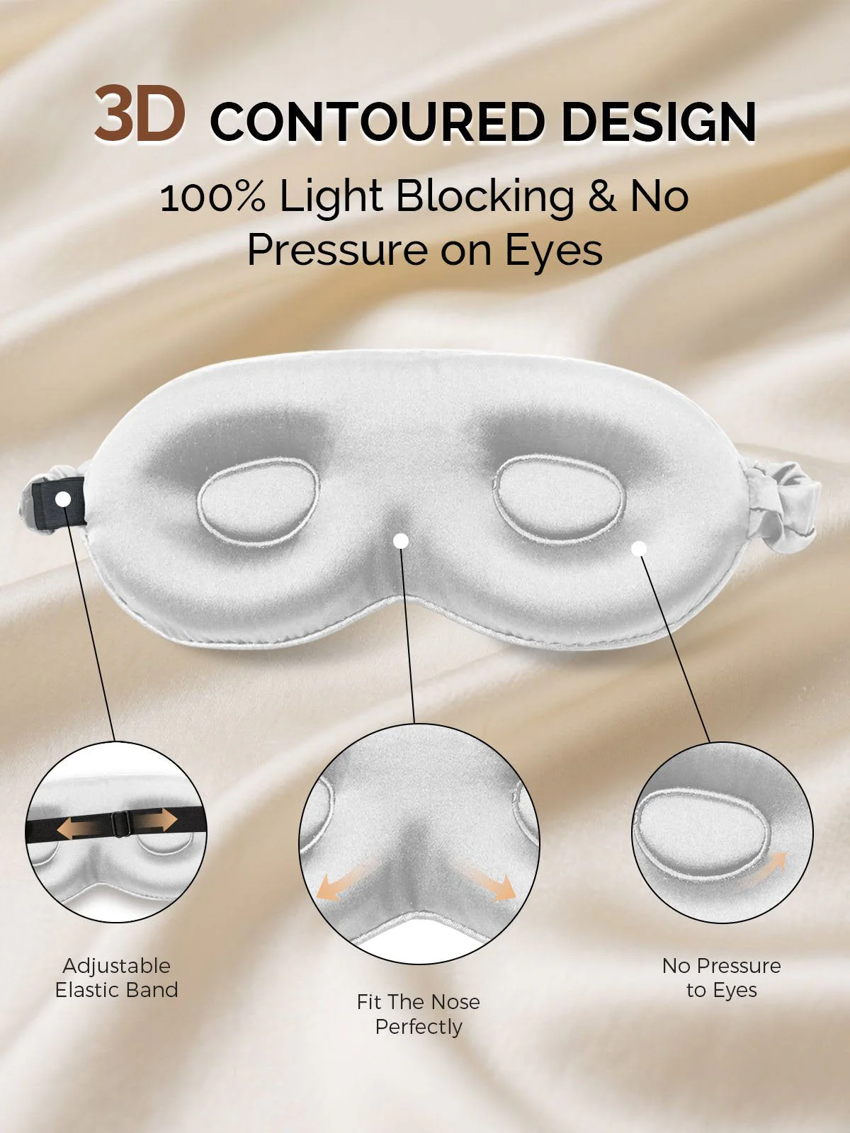 22Momme Pure Silk 3D Contoured Adjustable Eye Mask - Image 34
