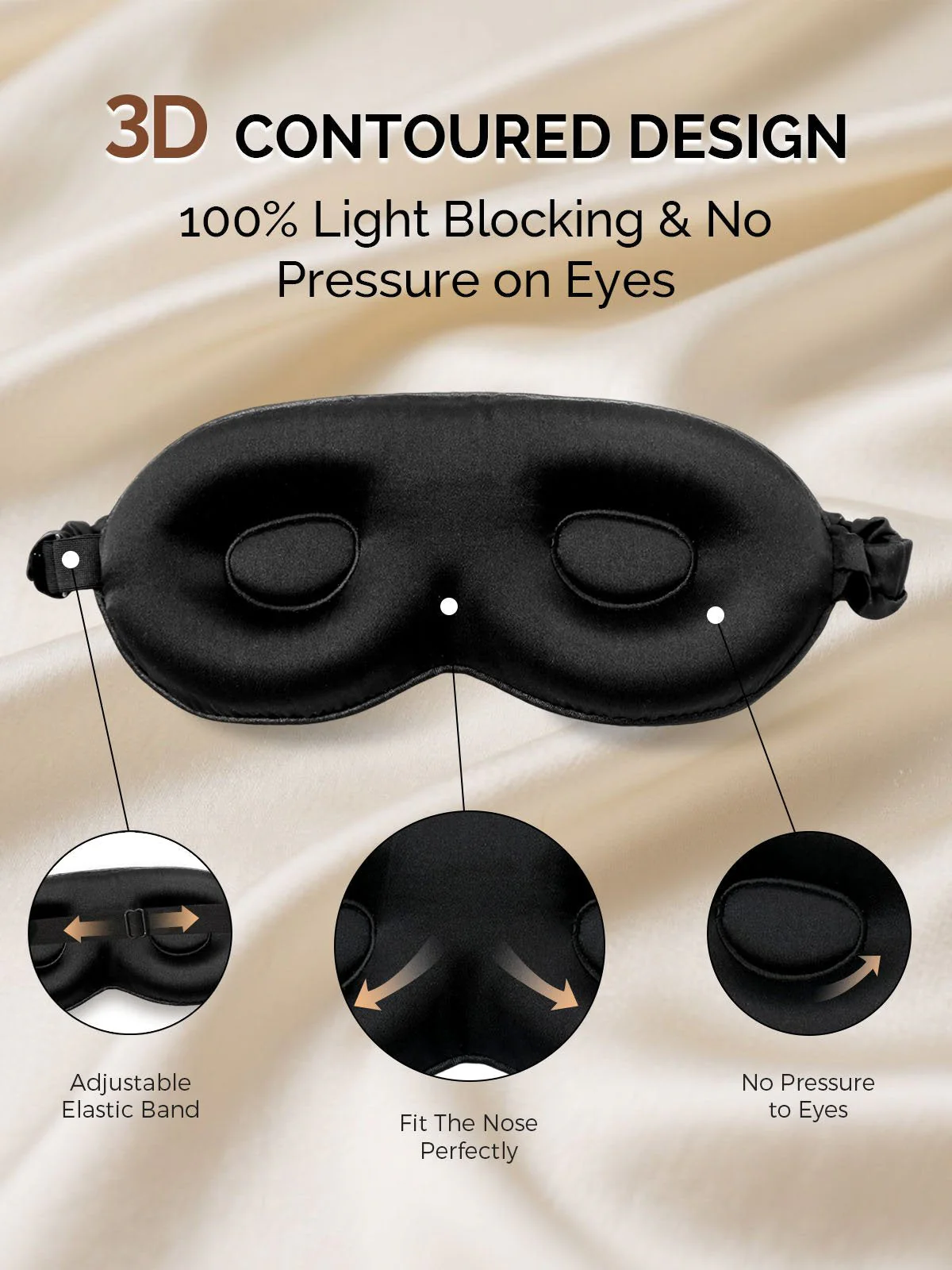 22Momme Pure Silk 3D Contoured Adjustable Eye Mask - Image 4