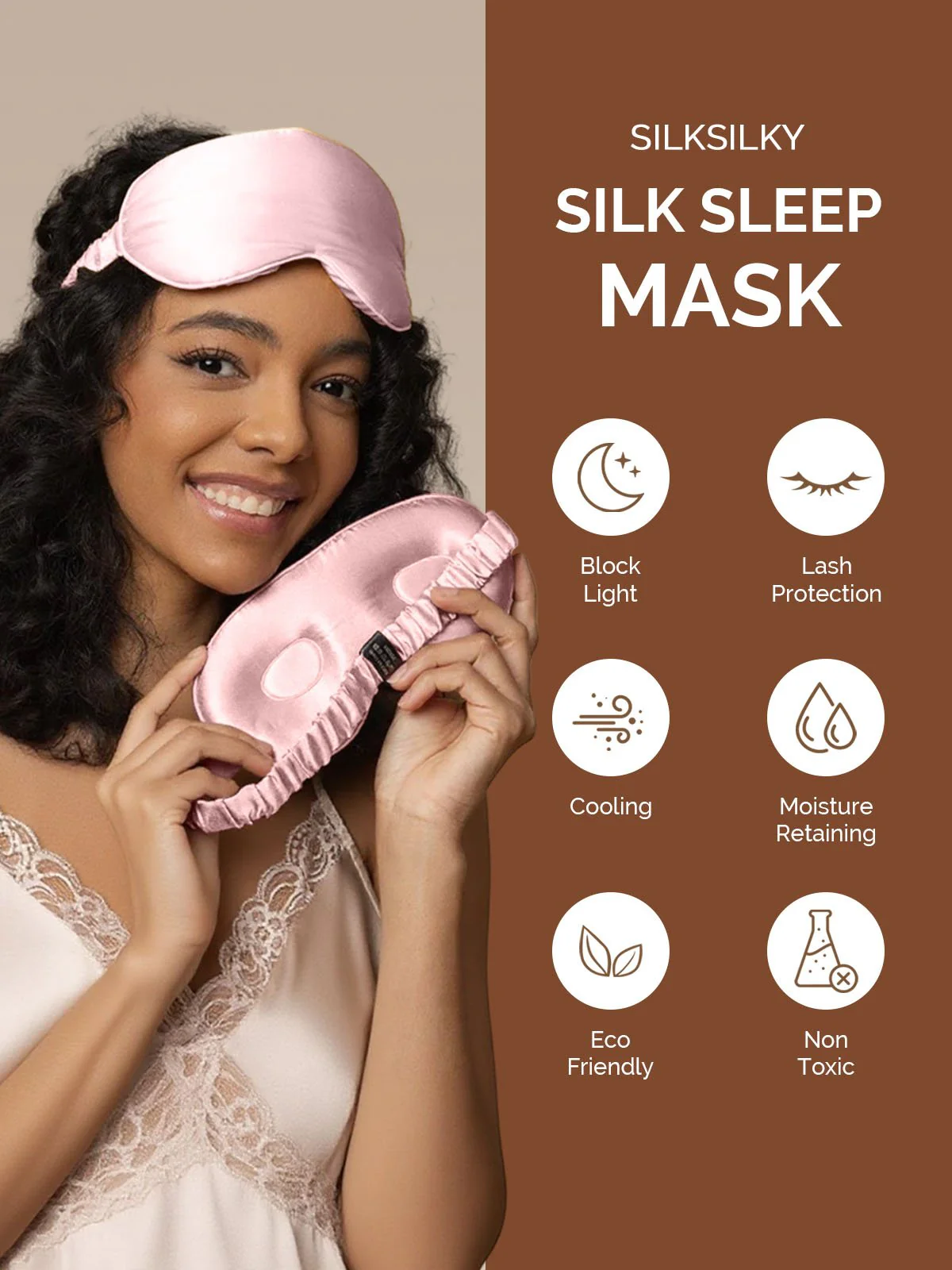 22Momme Pure Silk 3D Contoured Adjustable Eye Mask - Image 9