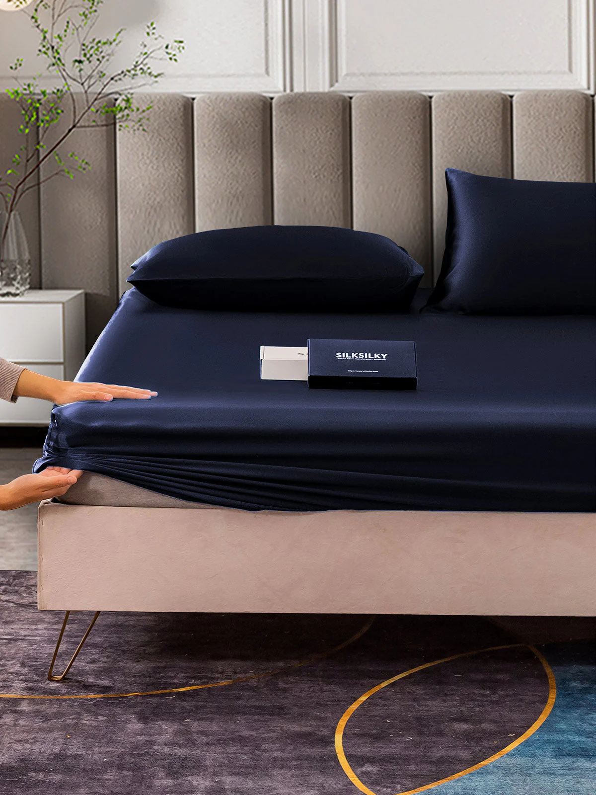 25Momme 3Pcs Silk Set Fitted Sheet+2x Pillowcases - Image 18