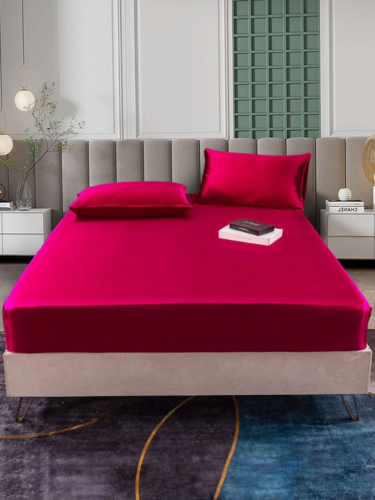 25Momme 3Pcs Silk Set Fitted Sheet+2x Pillowcases - Image 26