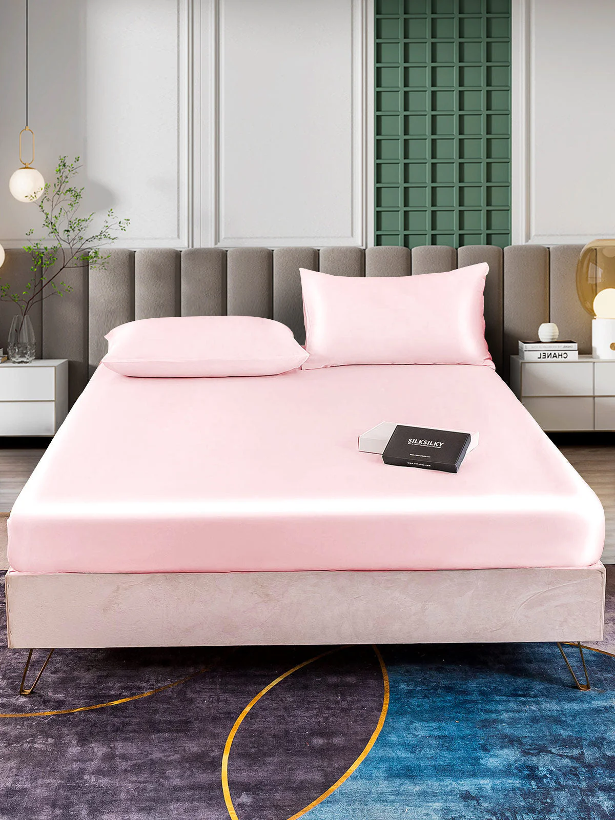 25Momme 3Pcs Silk Set Fitted Sheet+2x Pillowcases - Image 32
