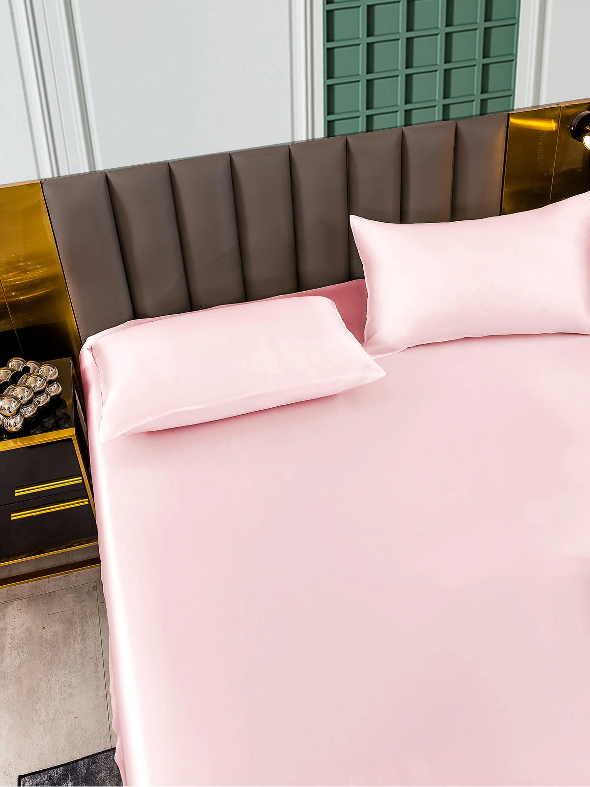 25Momme 3Pcs Silk Set Fitted Sheet+2x Pillowcases - Image 35