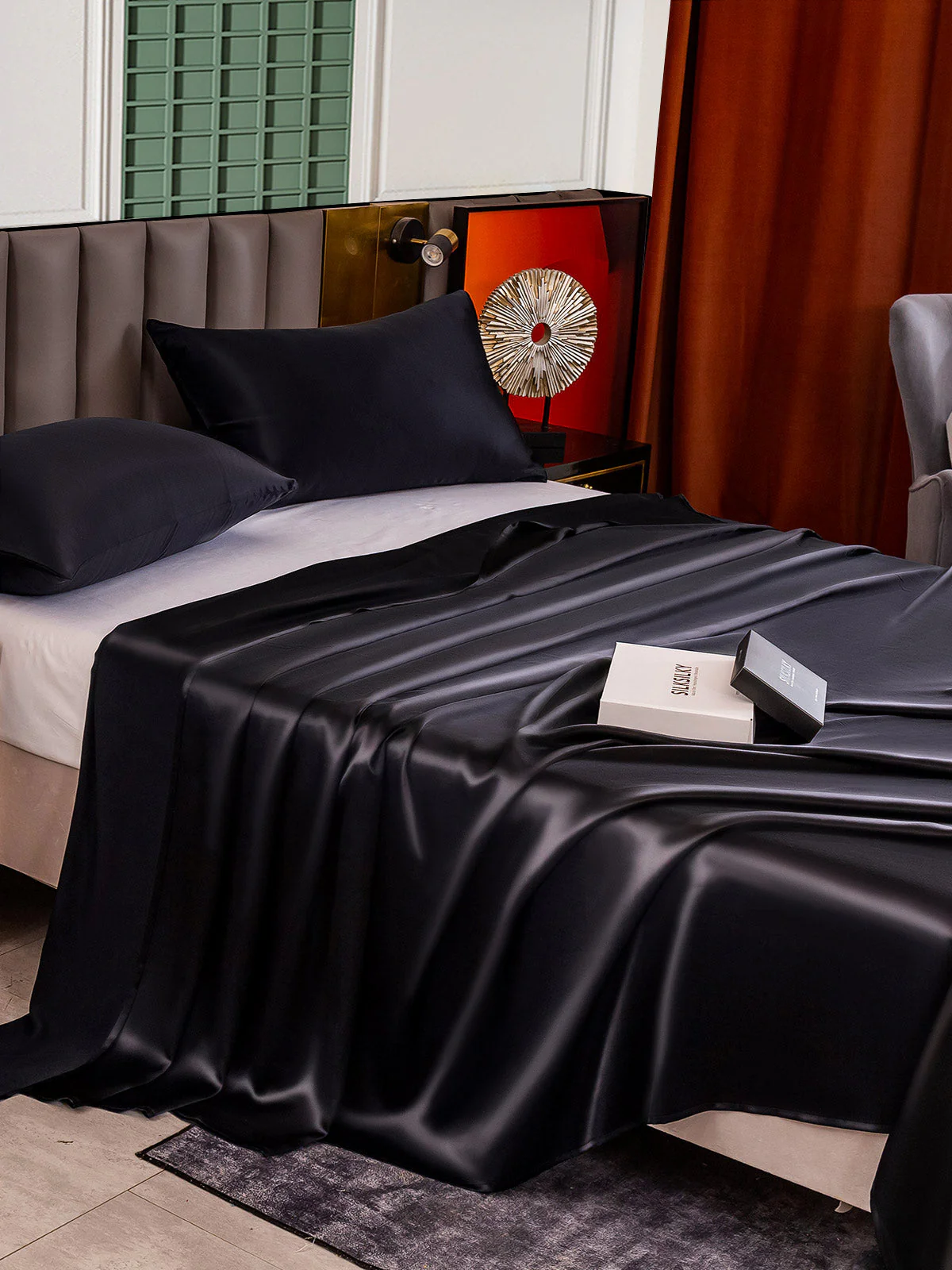 25Momme 3Pcs Silk Set Flat Sheet+2x Pillowcases - Image 14