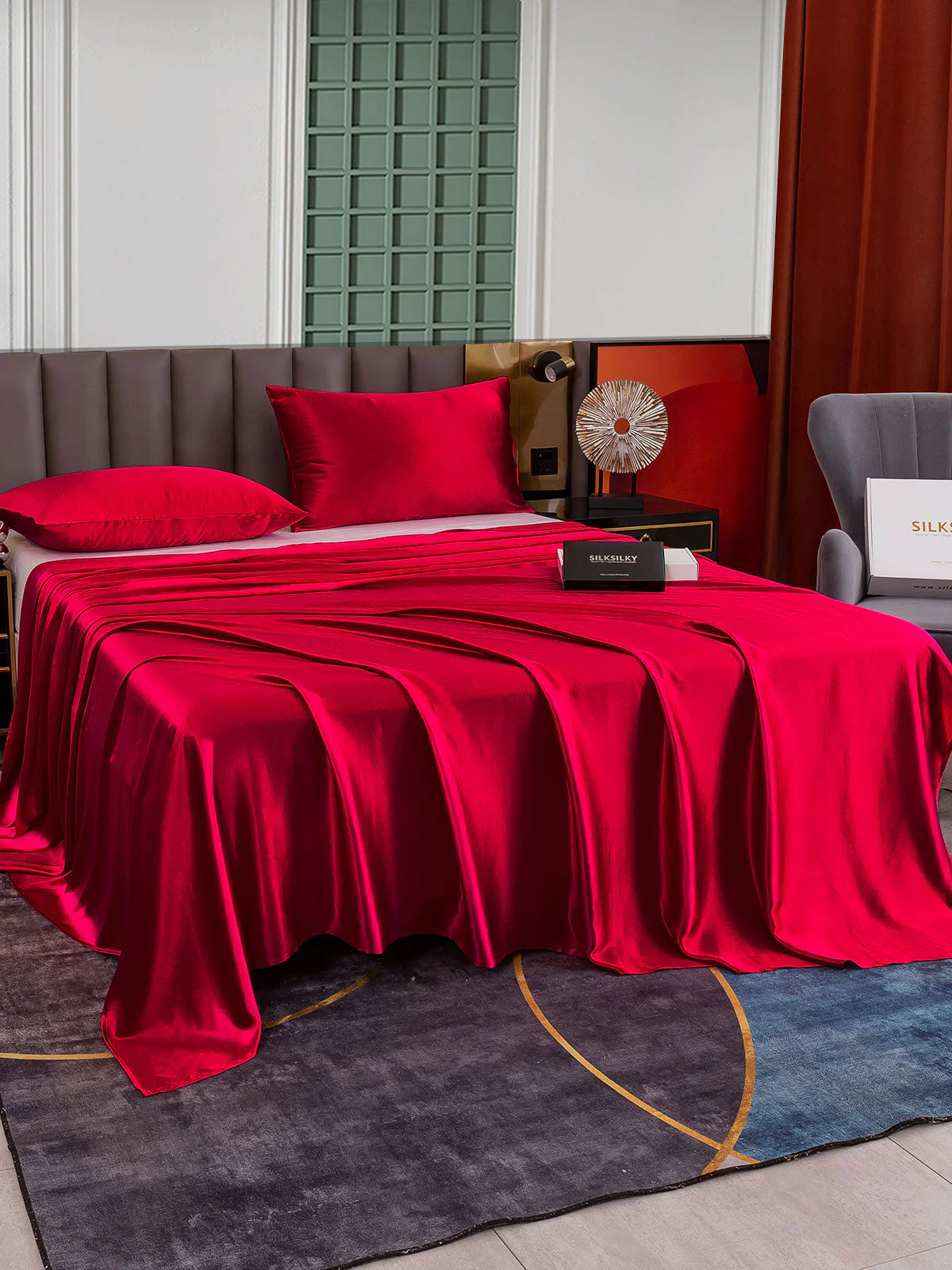 25Momme 3Pcs Silk Set Flat Sheet+2x Pillowcases - Image 26