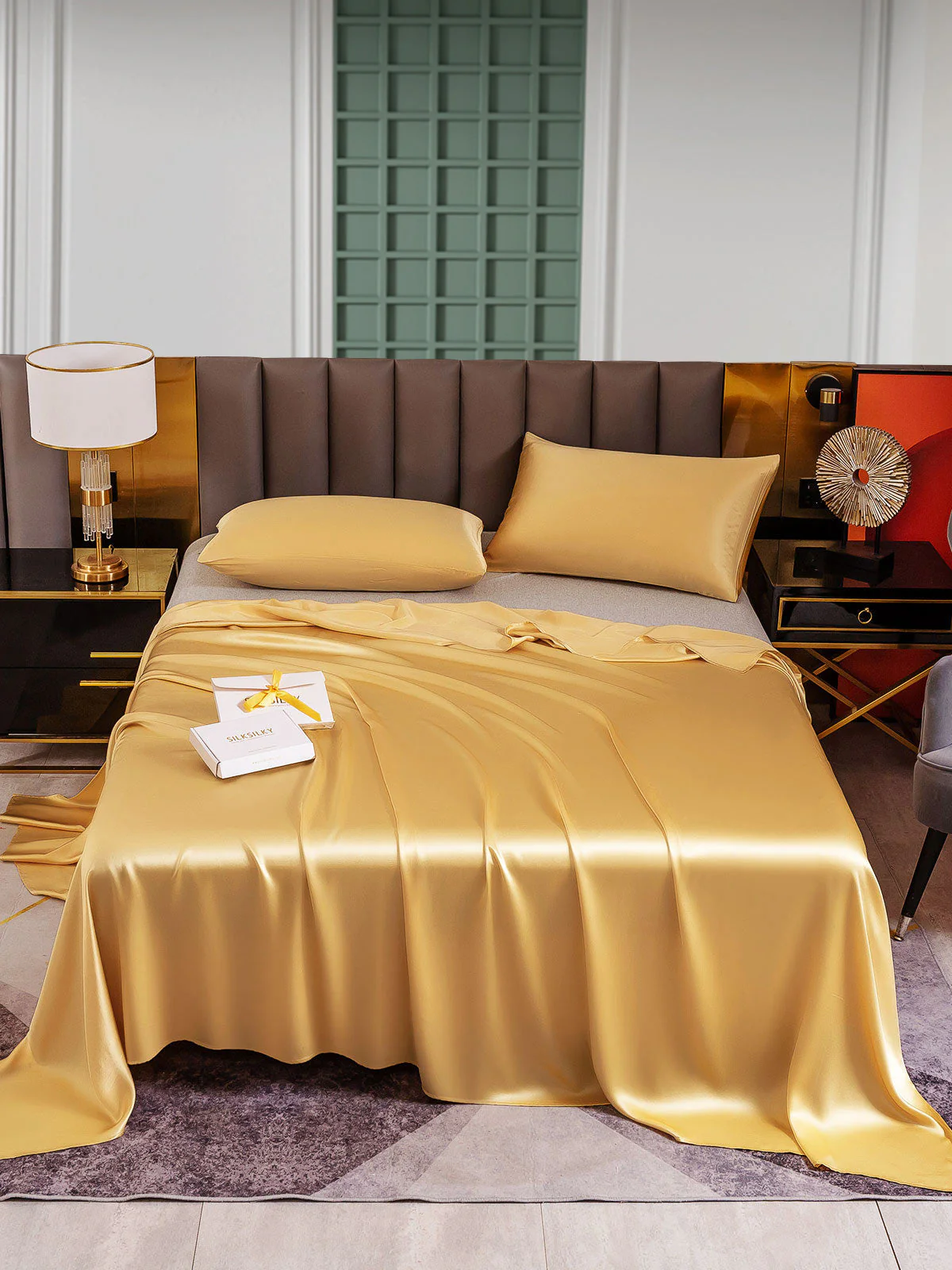 25Momme 3Pcs Silk Set Flat Sheet+2x Pillowcases - Image 36