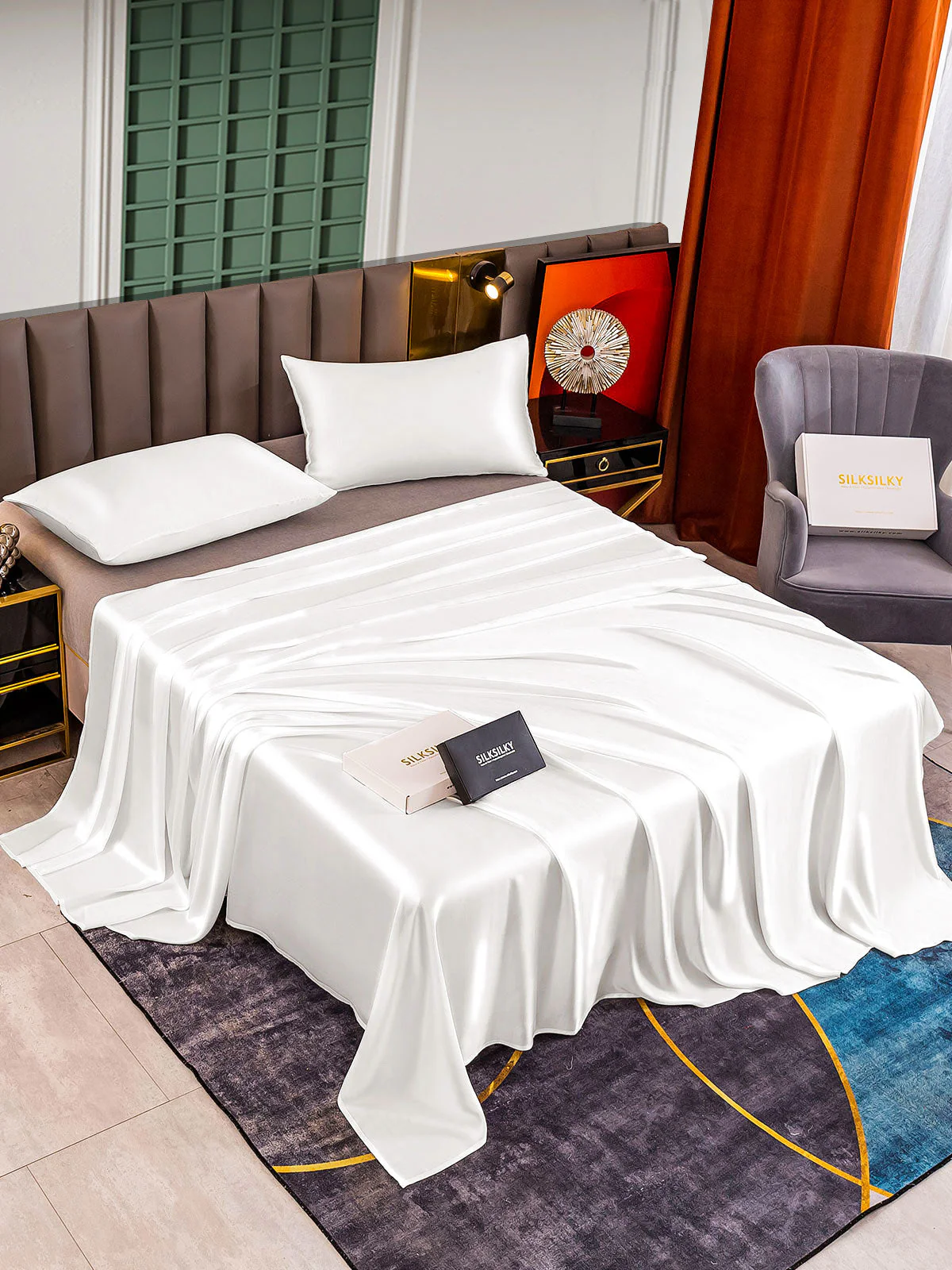 25Momme 3Pcs Silk Set Flat Sheet+2x Pillowcases - Image 7