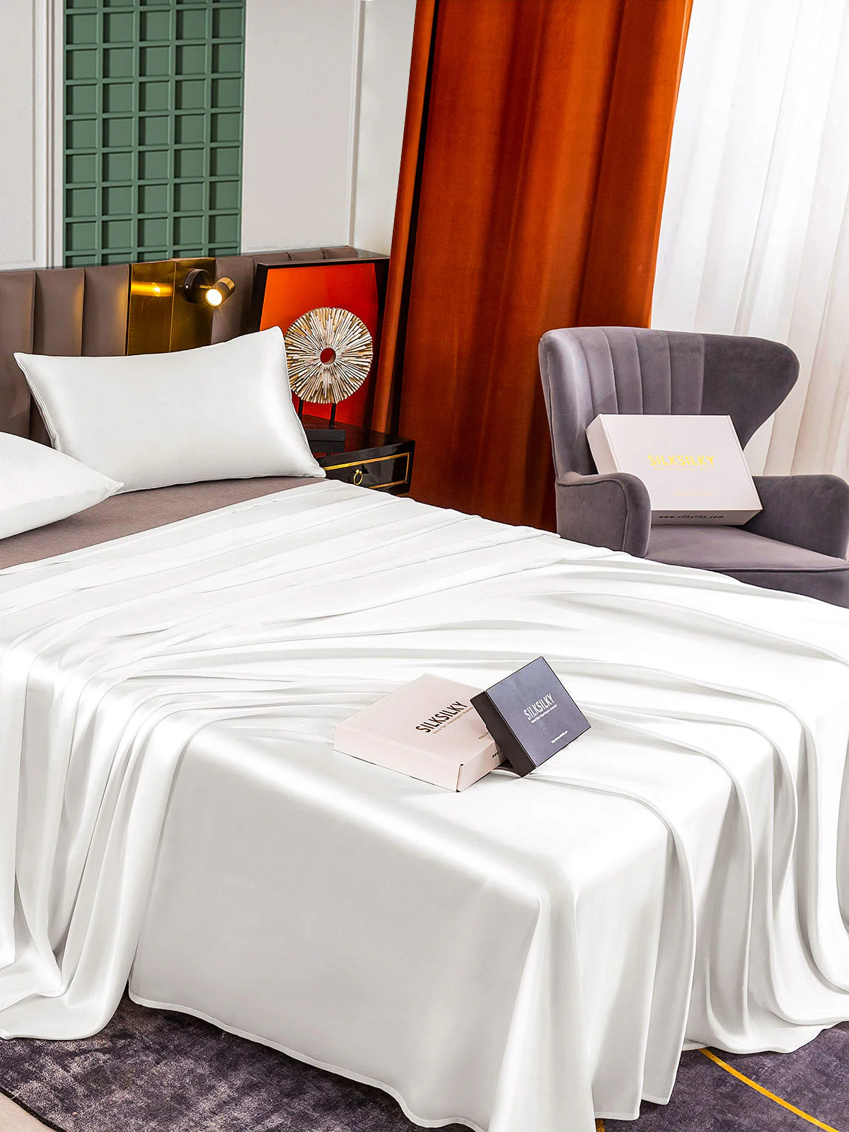 25Momme 3Pcs Silk Set Flat Sheet+2x Pillowcases - Image 9