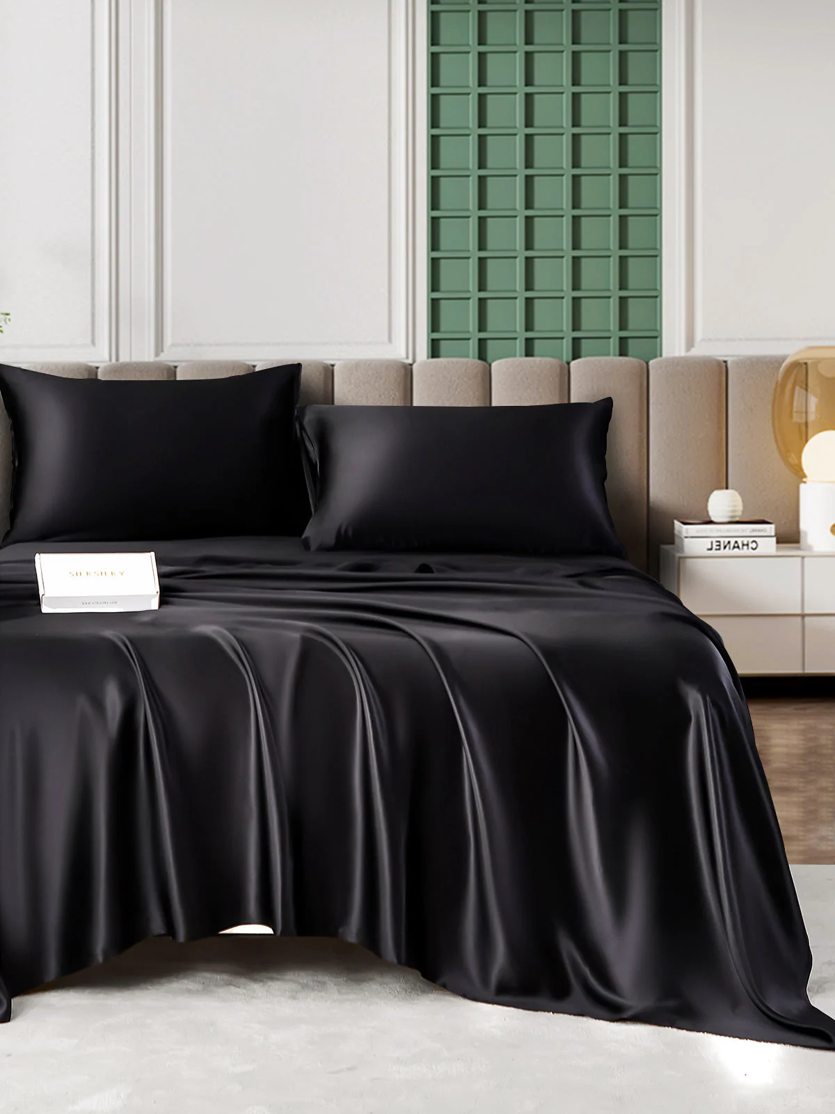 25Momme Silk 4Pcs Set Fitted&Flat Sheets+2x Pillowcases - Image 14