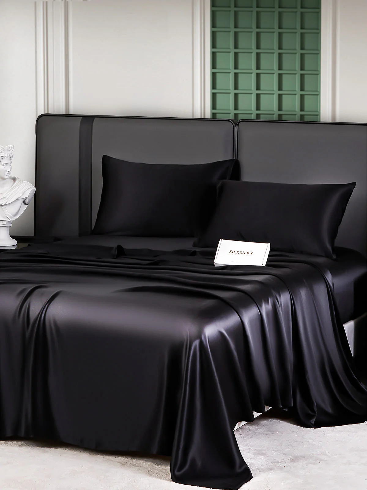 25Momme Silk 4Pcs Set Fitted&Flat Sheets+2x Pillowcases - Image 15