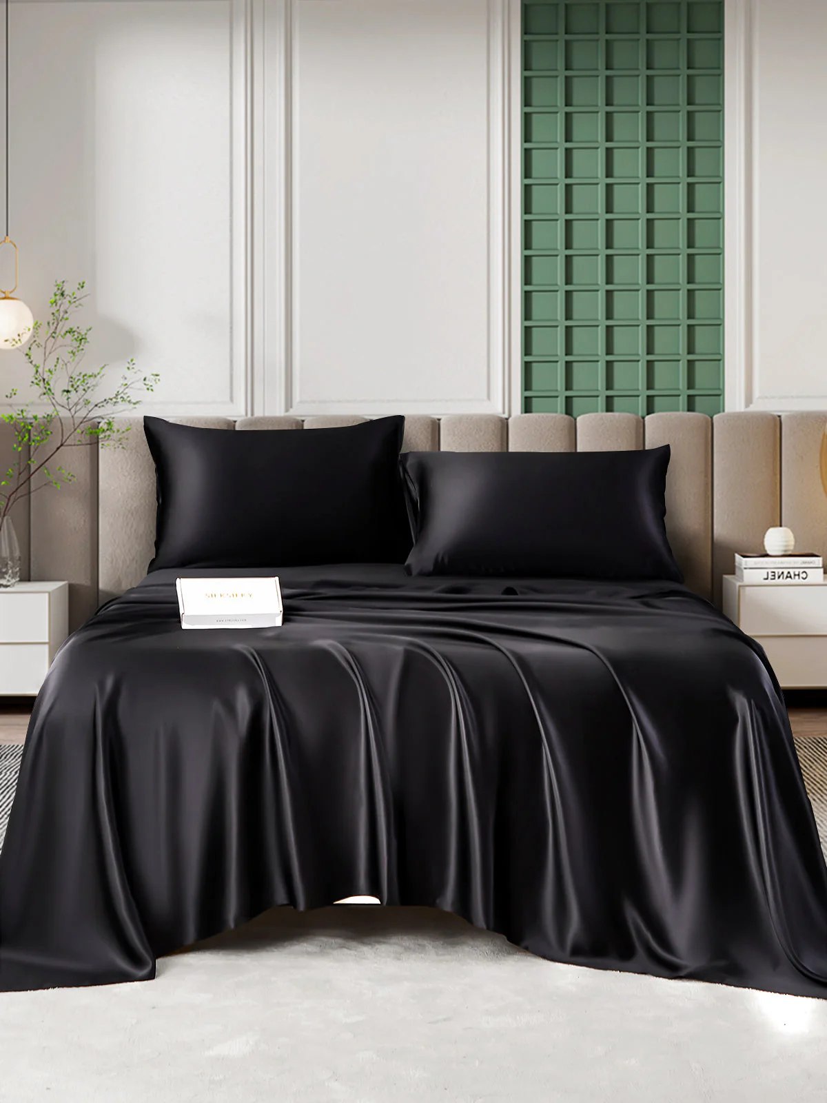 25Momme Silk 4Pcs Set Fitted&Flat Sheets+2x Pillowcases - Image 20
